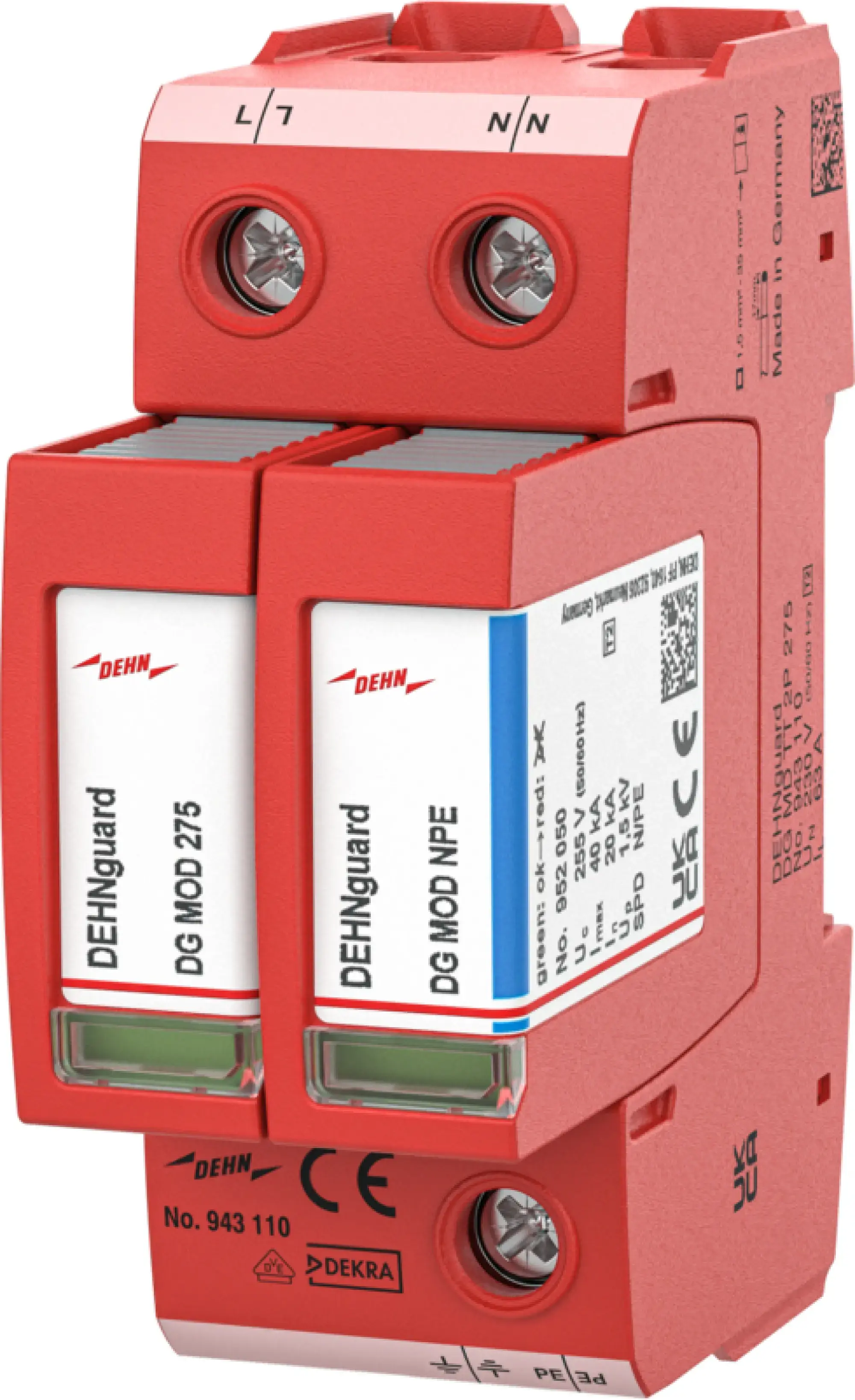 Dehn 943110 Ueberspannungsableiter Typ 2+3 DEHNguard MD einphasig Uc 275V TT+TN-S Systeme (img_001)