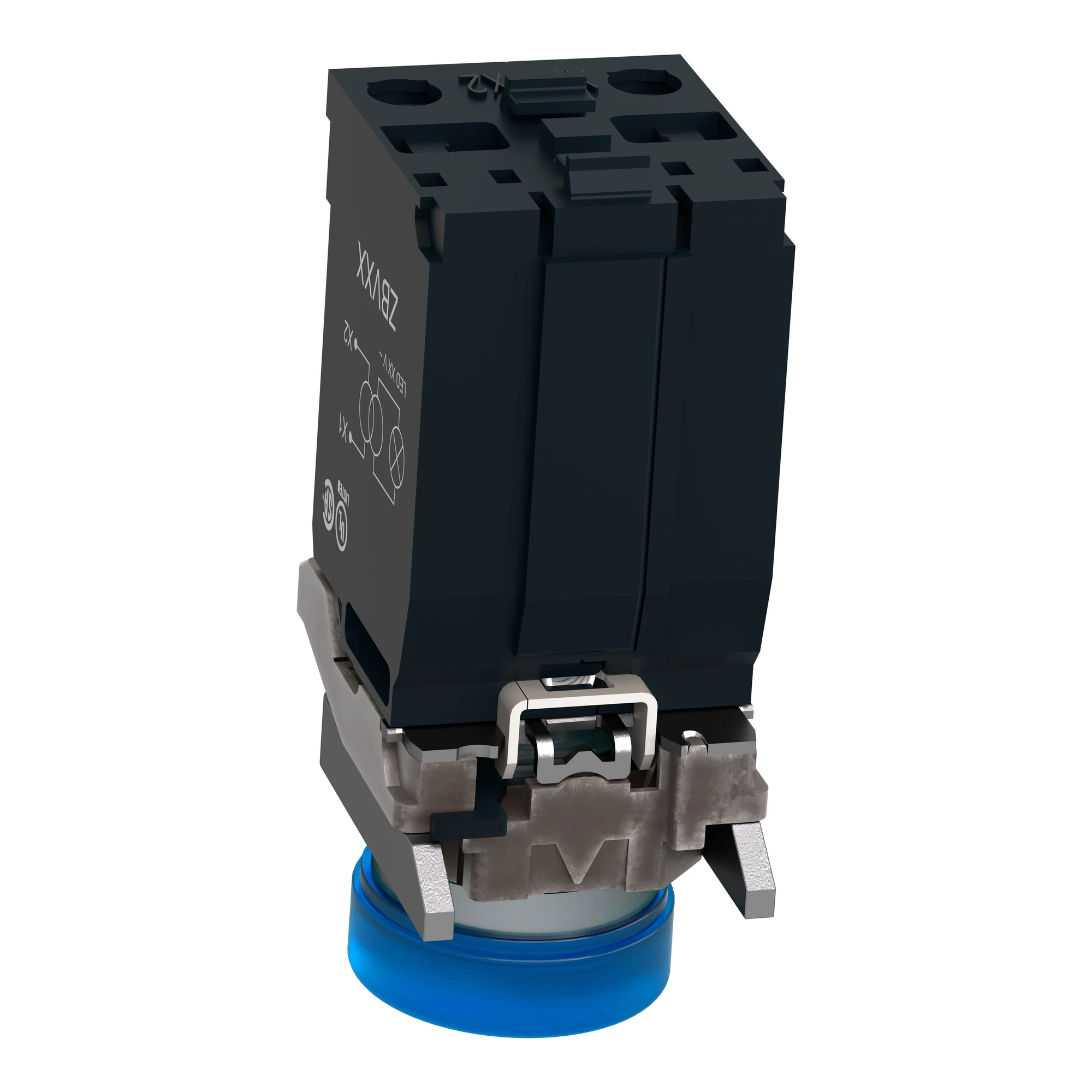 Schneider Electric XB4BV5B6 Pilot light, Harmony XB4, Metal, 22mm, blue, with transformer, incandescent lamp BA9s, smooth dome, screw terminal, 400V (img_005)