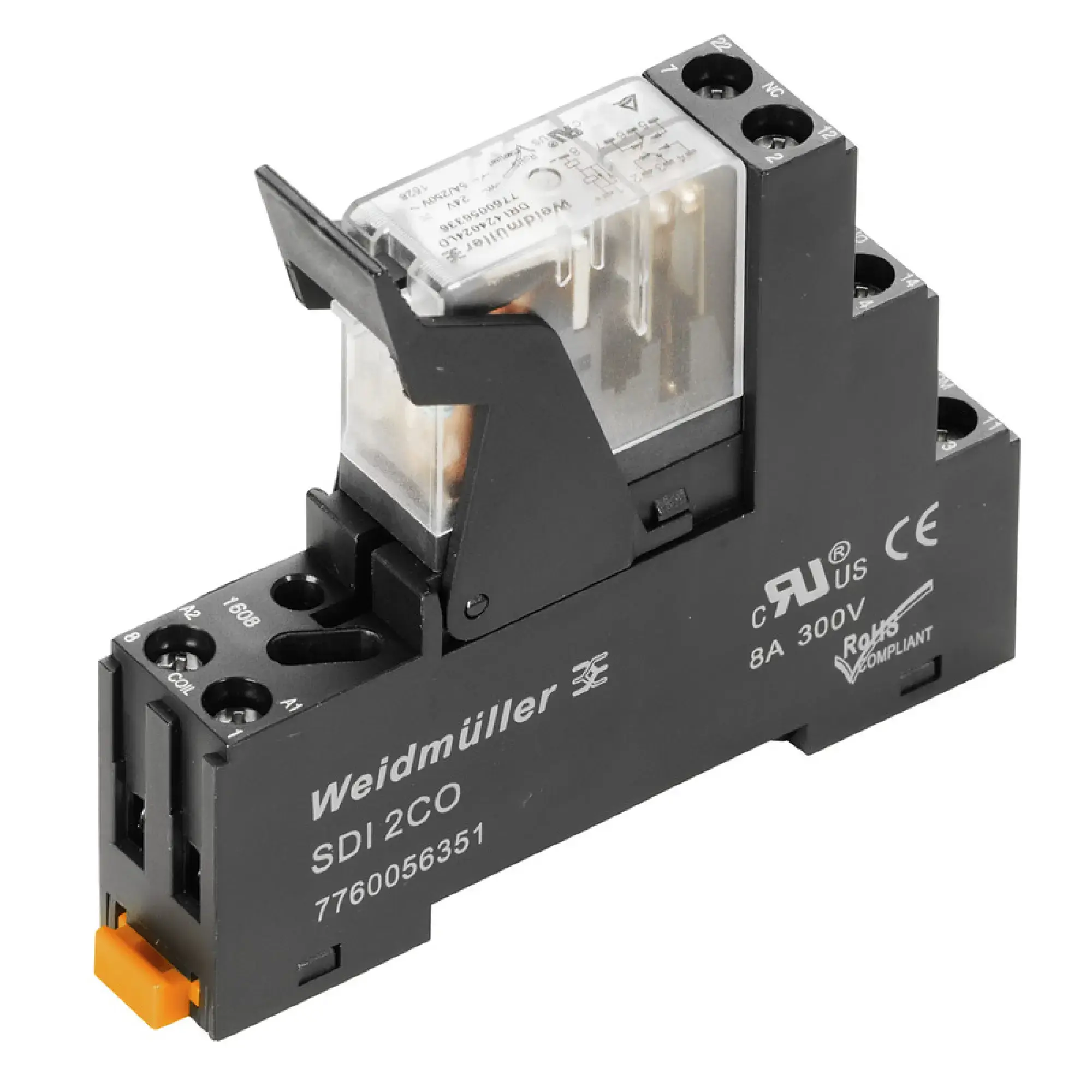 Weidmüller 2476850000 Relay module, 24 V AC, red LED, 2 CO contact (AgSnO) , 250 V AC, 5 A, Screw connection (img_003)