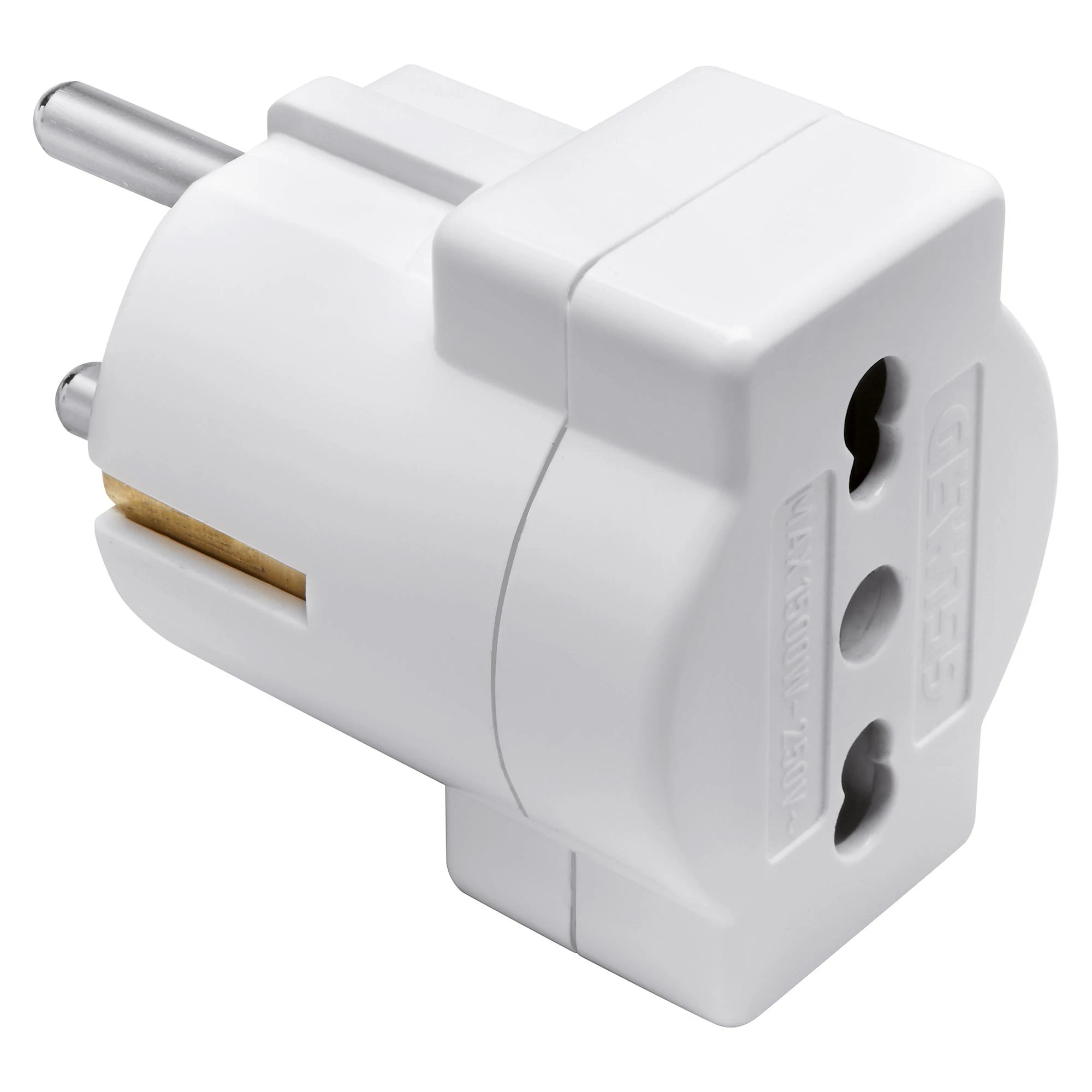 GEWISS GW28415 Adapter Steckdose 16A S17 Italienisch Stecker 2P+PE 16A P30 Deutsch Weiss (img_001) GEWISS GW28415 Adapter Steckdose 16A S17 Italienisch Stecker 2P+PE 16A P30 Deutsch Weiss (img_001)