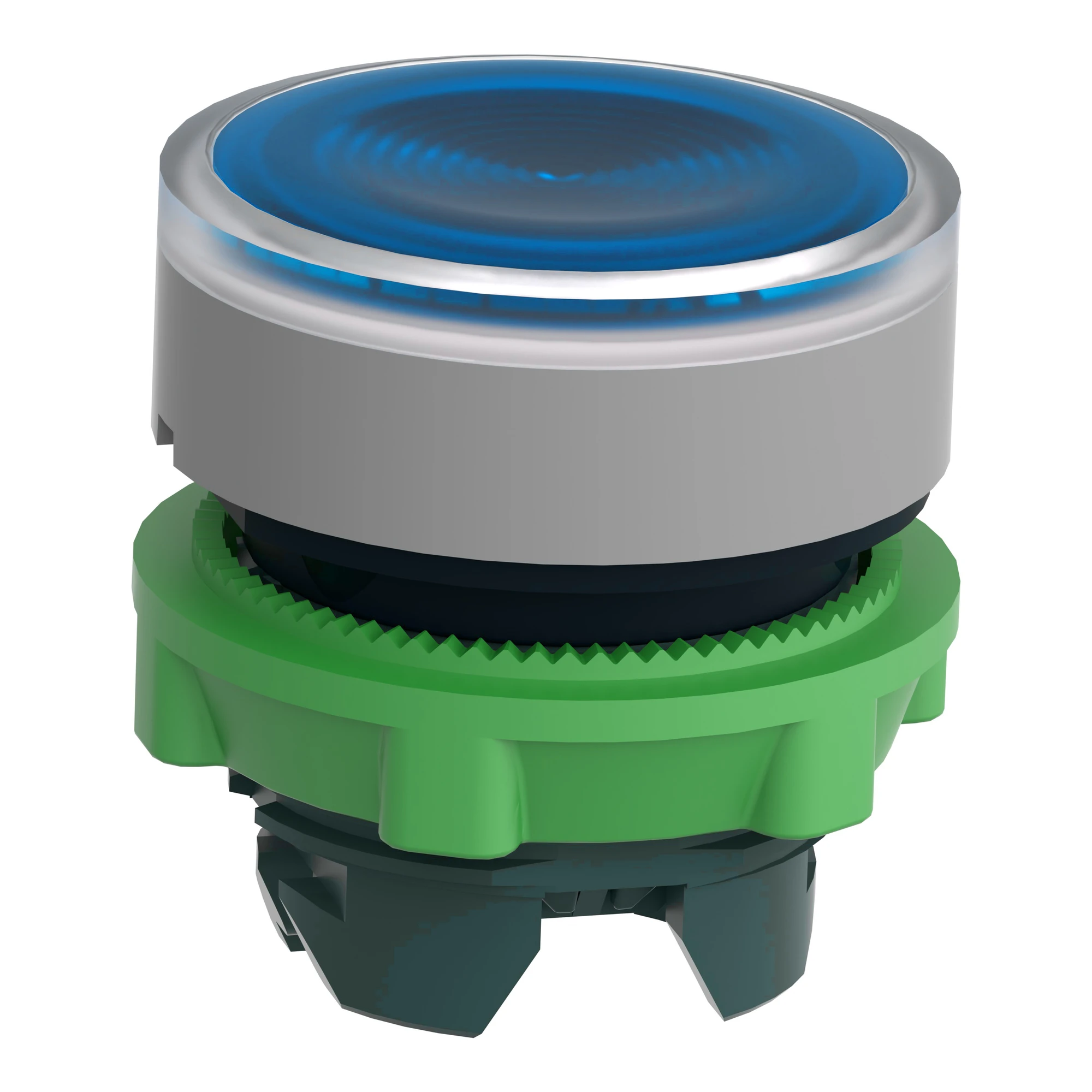Schneider Electric ZB5AW363SC0 Illuminated pushbutton, front element, Harmony XB5, plastic, 22mm, light gray, blue, for universal LED, ridged dome (img_005)