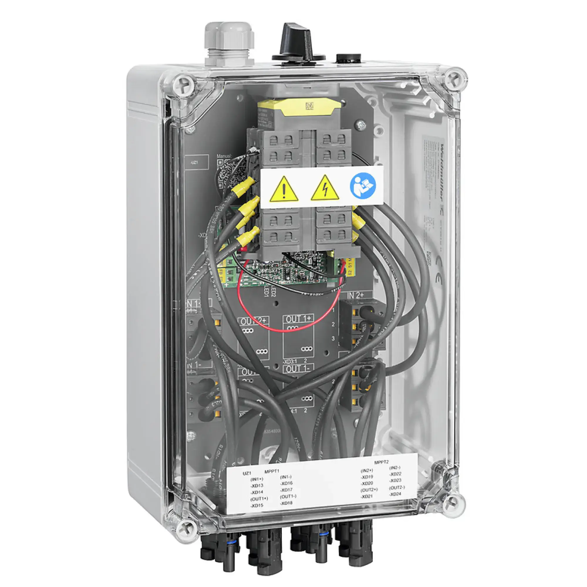 Weidmüller 2778880000 Combiner Box (Photovoltaik), 2 MPP's, 2 Inputs / 1 Output per MPP, Remote disconnector, WM4C, 1100 V (img_001) Weidmüller 2778880000 Combiner Box (Photovoltaik), 2 MPP's, 2 Inputs / 1 Output per MPP, Remote disconnector, WM4C, 1100 V (img_001)