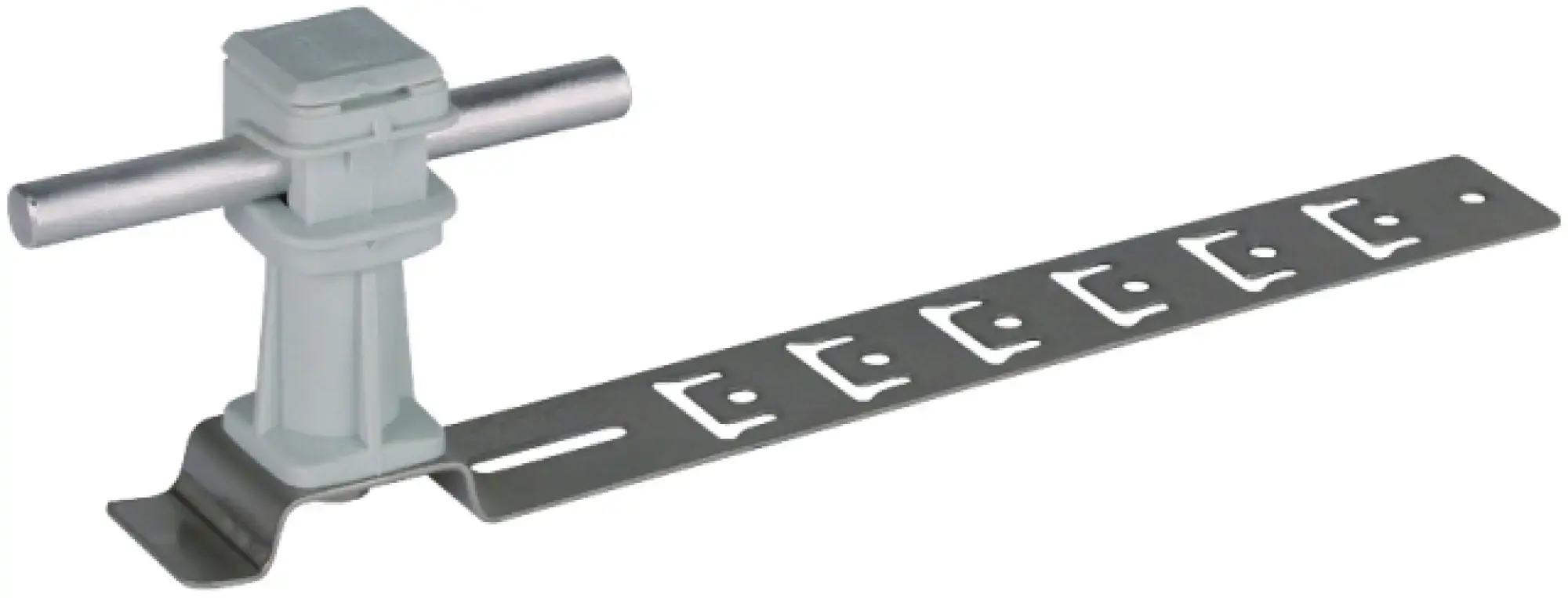 Dehn 204179 Roof cond. hol. UNIsnap StSt/plast. grey H 36mm Rd 8mm, embossed brace L 205mm (img_001) Dehn 204179 Roof cond. hol. UNIsnap StSt/plast. grey H 36mm Rd 8mm, embossed brace L 205mm (img_001)