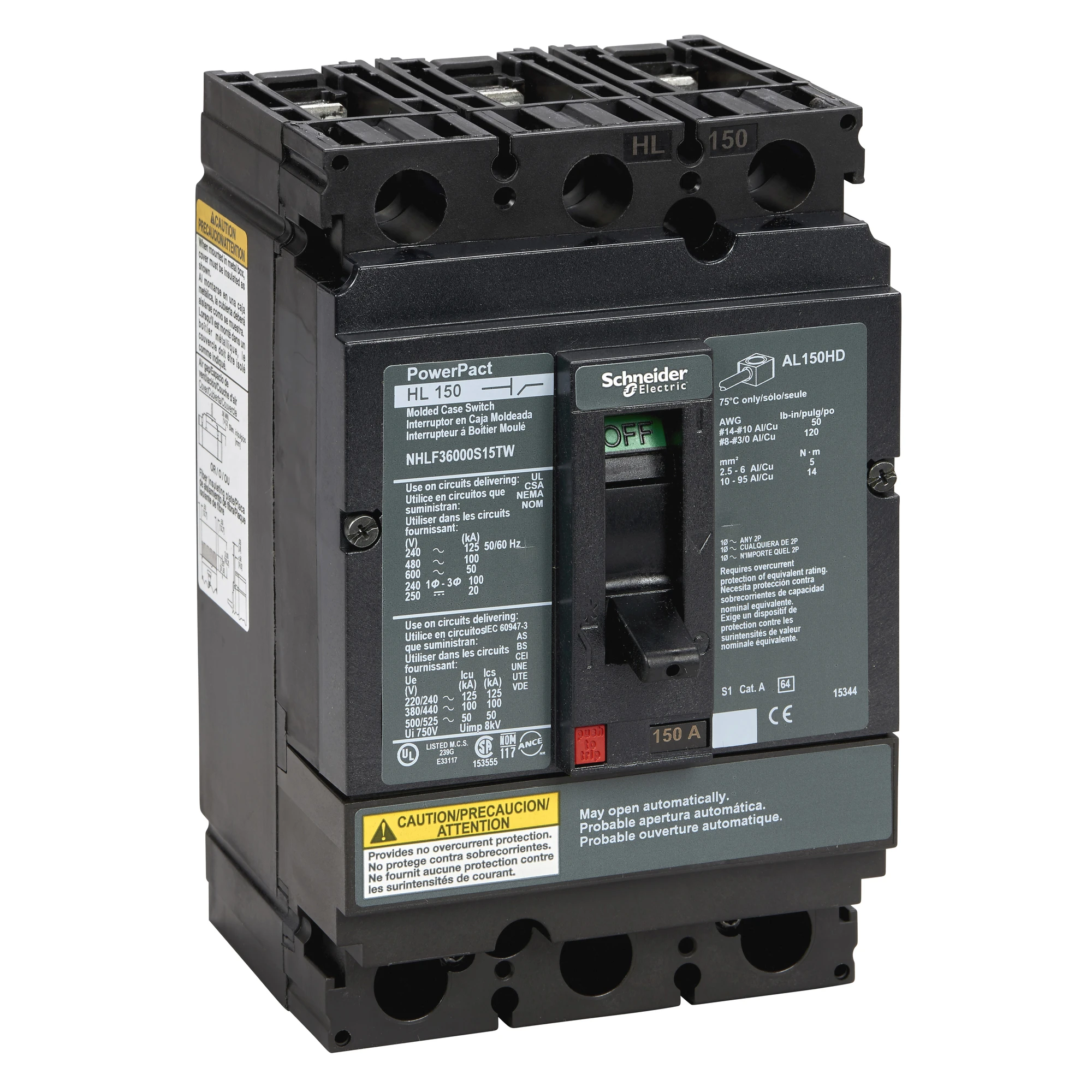 Schneider Electric NHLF36000S15TW Load Disconnect Switch – PowerPact Multistandard – H-Frame – 150 A – 125 kA (img_001) Schneider Electric NHLF36000S15TW Load Disconnect Switch – PowerPact Multistandard – H-Frame – 150 A – 125 kA (img_001)