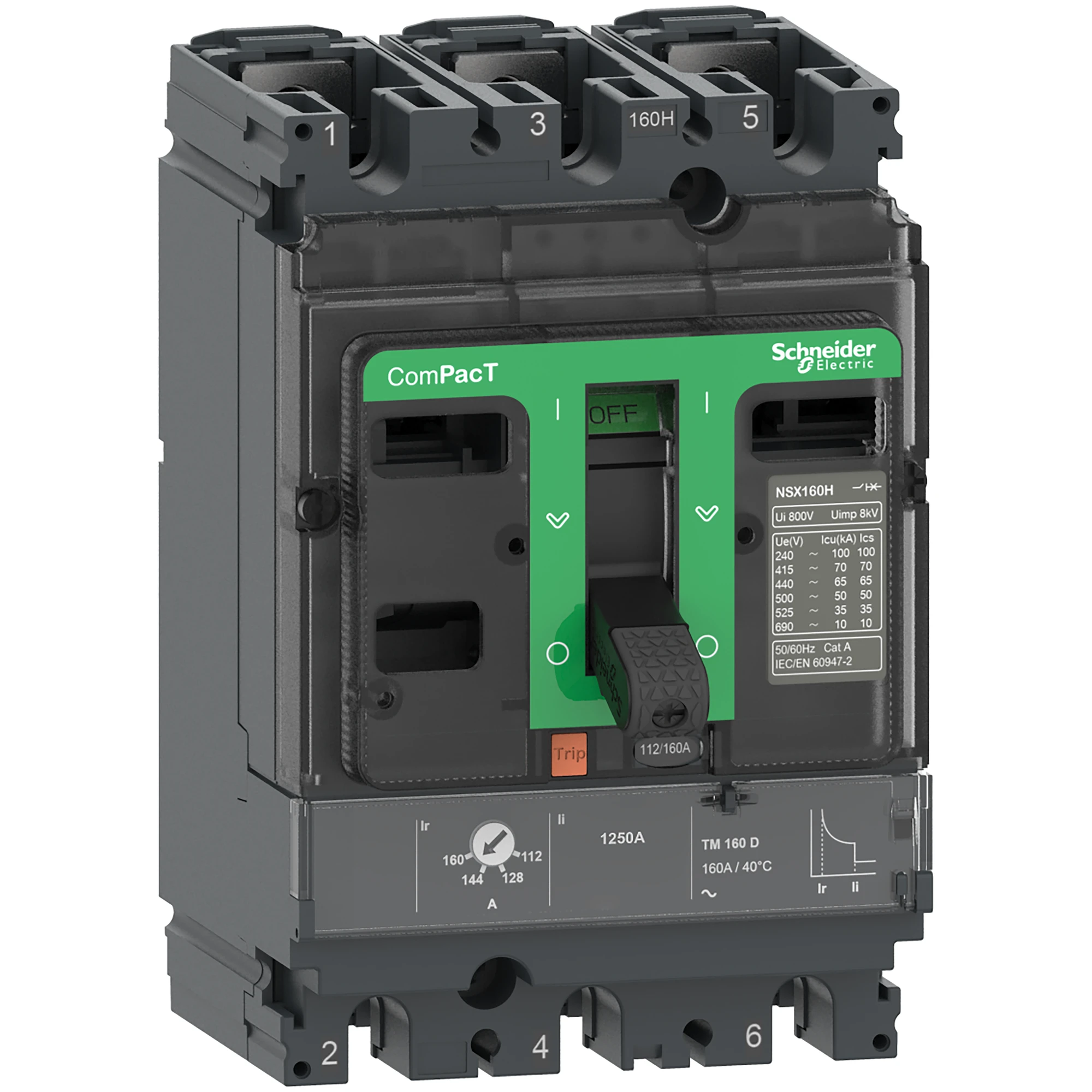 Schneider Electric C16N3TM160 Compact Circuit Breaker ComPacT NSX160N with TM160D 3P3D 112-160A,50kA/415V AC (img_002)