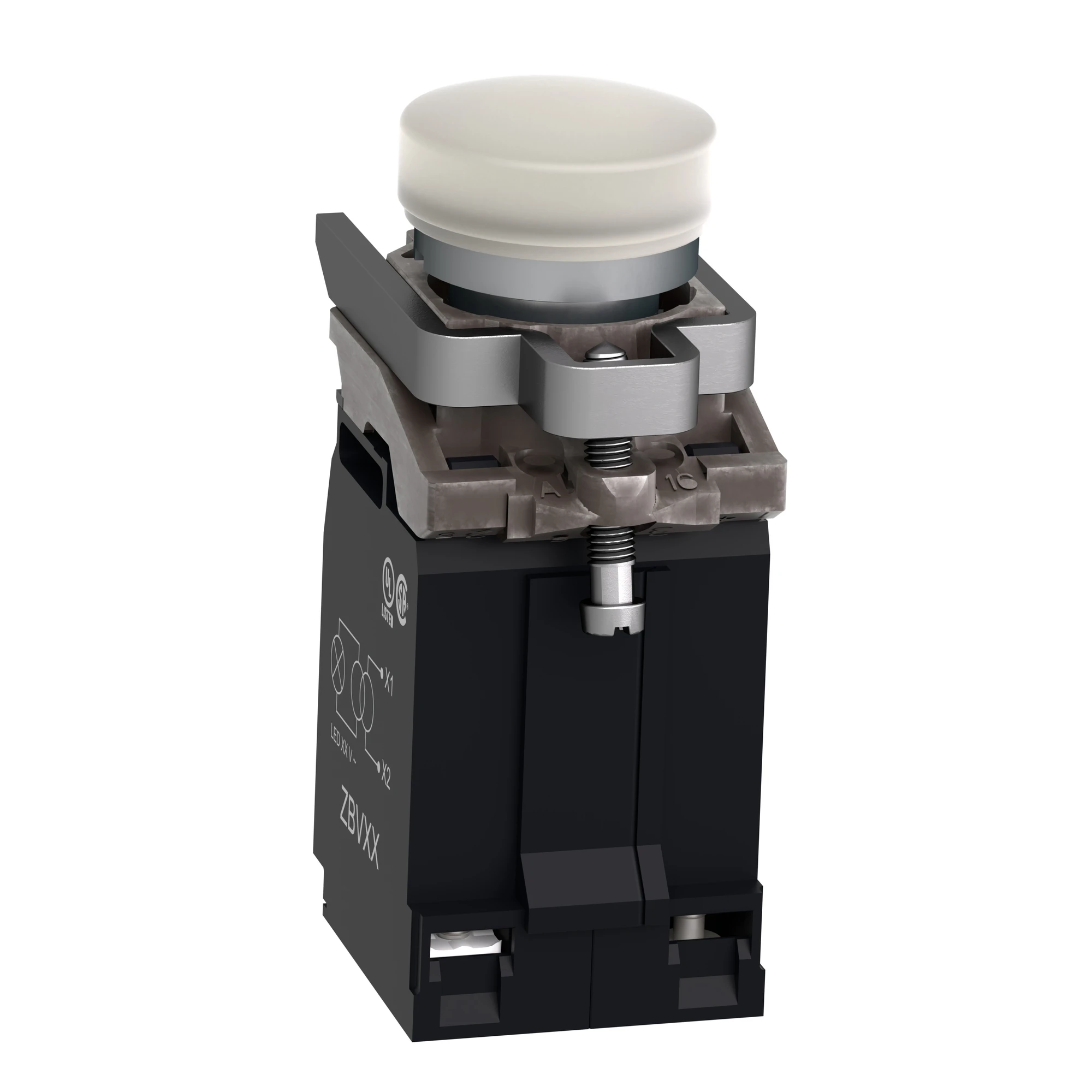 Schneider Electric XB4BV5B1 Pilot Light, Harmony XB4, Metal, 22mm, White, with Transformer, Incandescent Lamp BA9s, Smooth Dome, Screw Terminal, 400V (img_005)