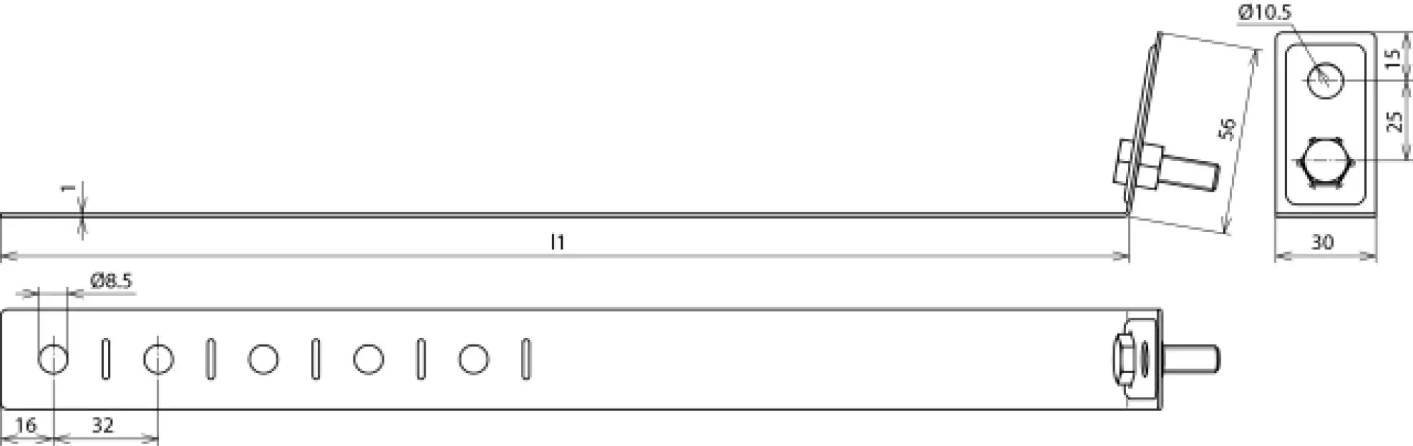 Dehn 423027 Downpipe clamp 60-150mm, Cu with connection bore D 10.5mm (img_002)