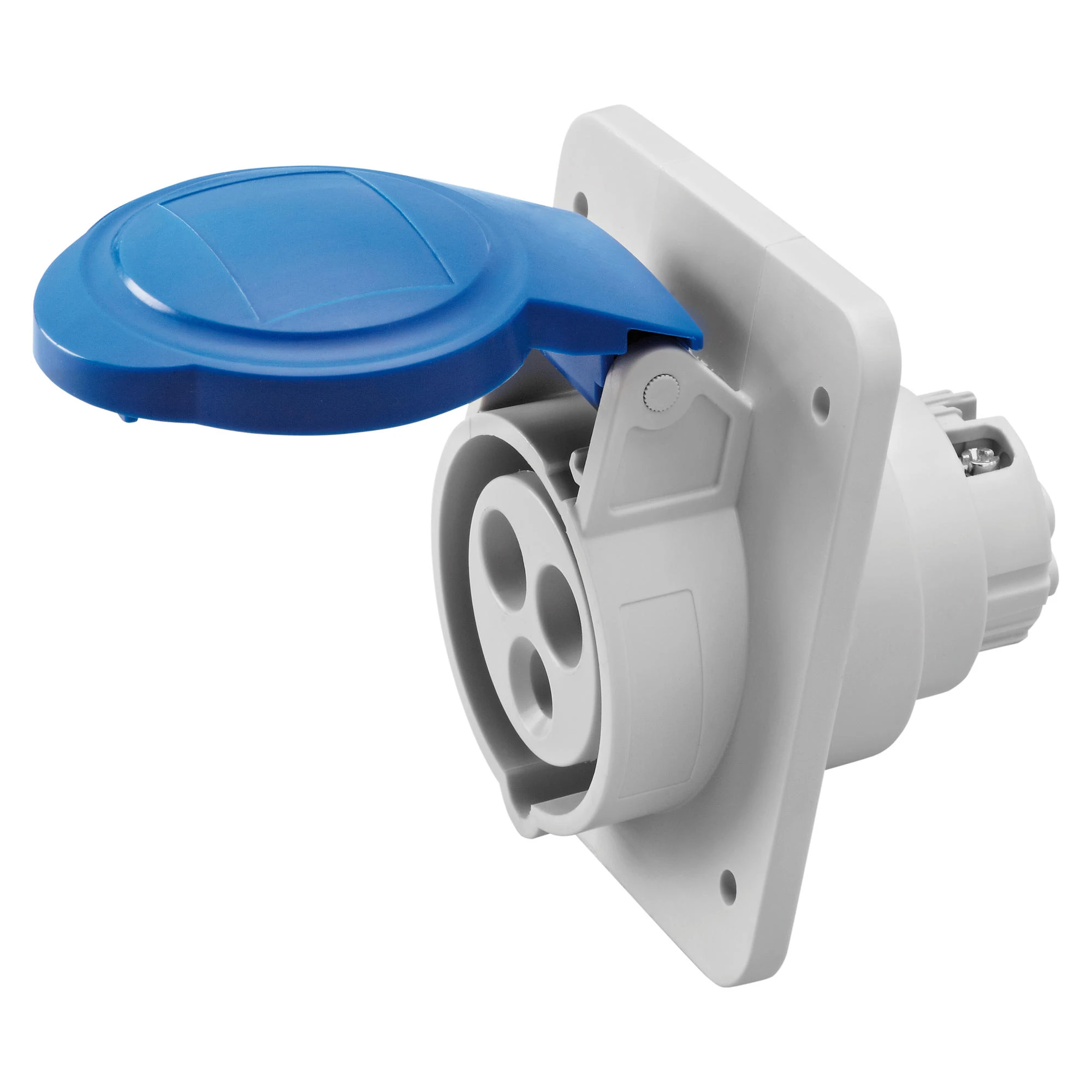 GEWISS GW62216H 10° ANGLED FLUSH-MOUNTING SOCKET-OUTLET HP - IP44/IP54 - 2P+E 32A 200-250V 50/60HZ - BLUE - 6H - SCREW WIRING (img_001)