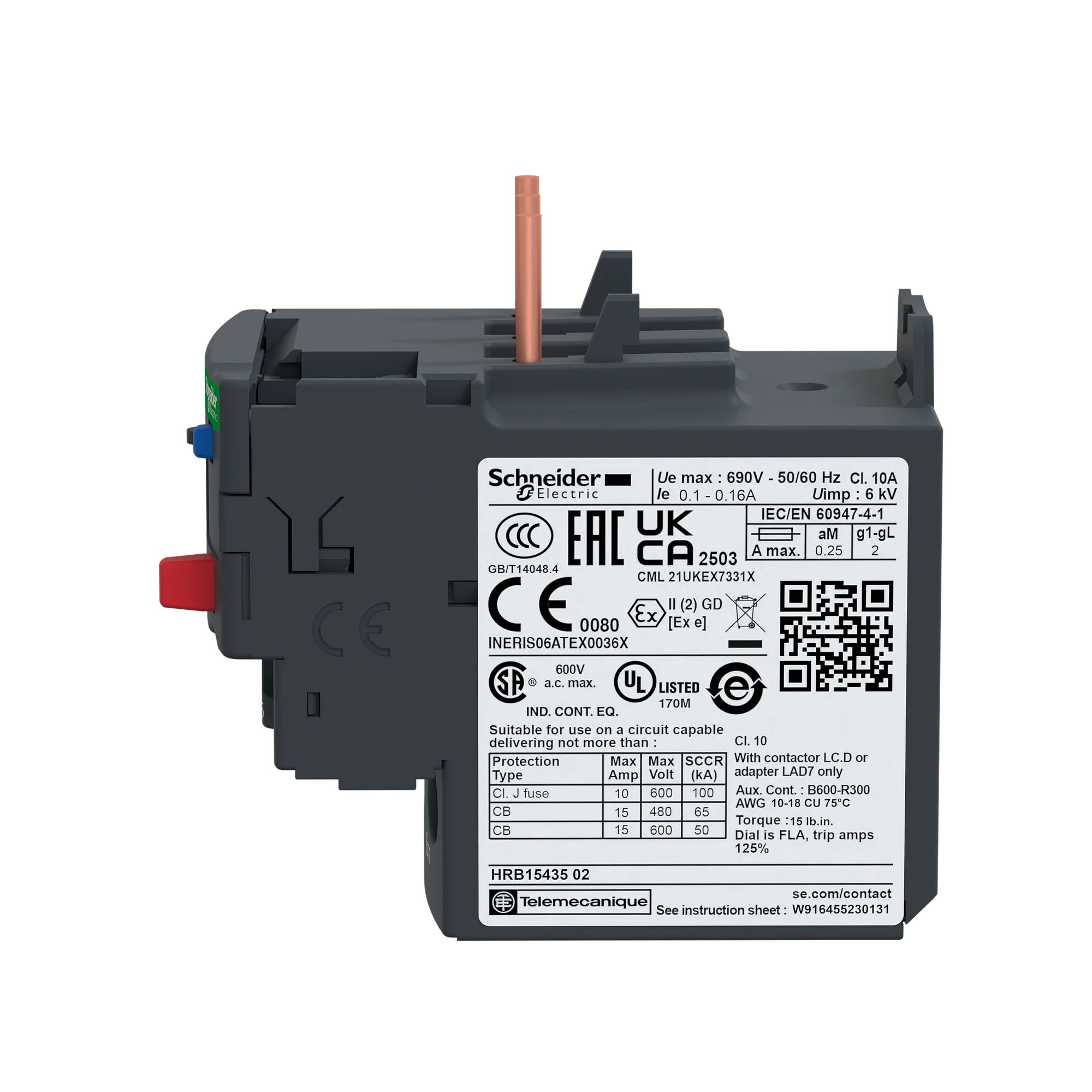 Schneider Electric LRD04 Motor Protection Relay, 0.4-0.63A, 1NO+1NC, Class 10A (img_004)