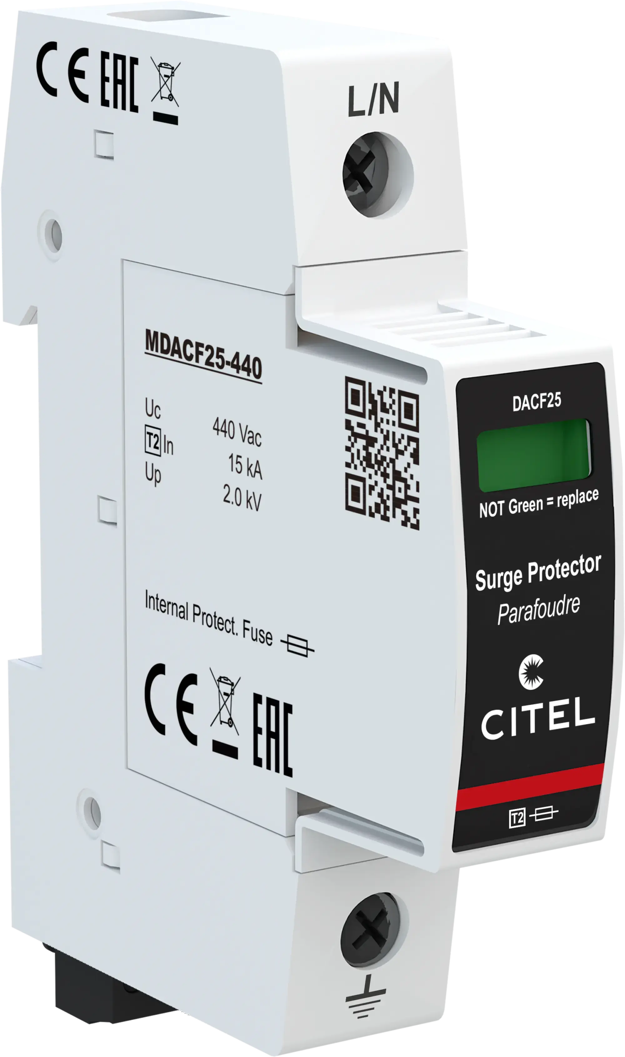 Citel 821410421 Überspannungsschutz 1-polig Typ 2 für 400 V Netze, mit integrierter Sicherung (img_001)