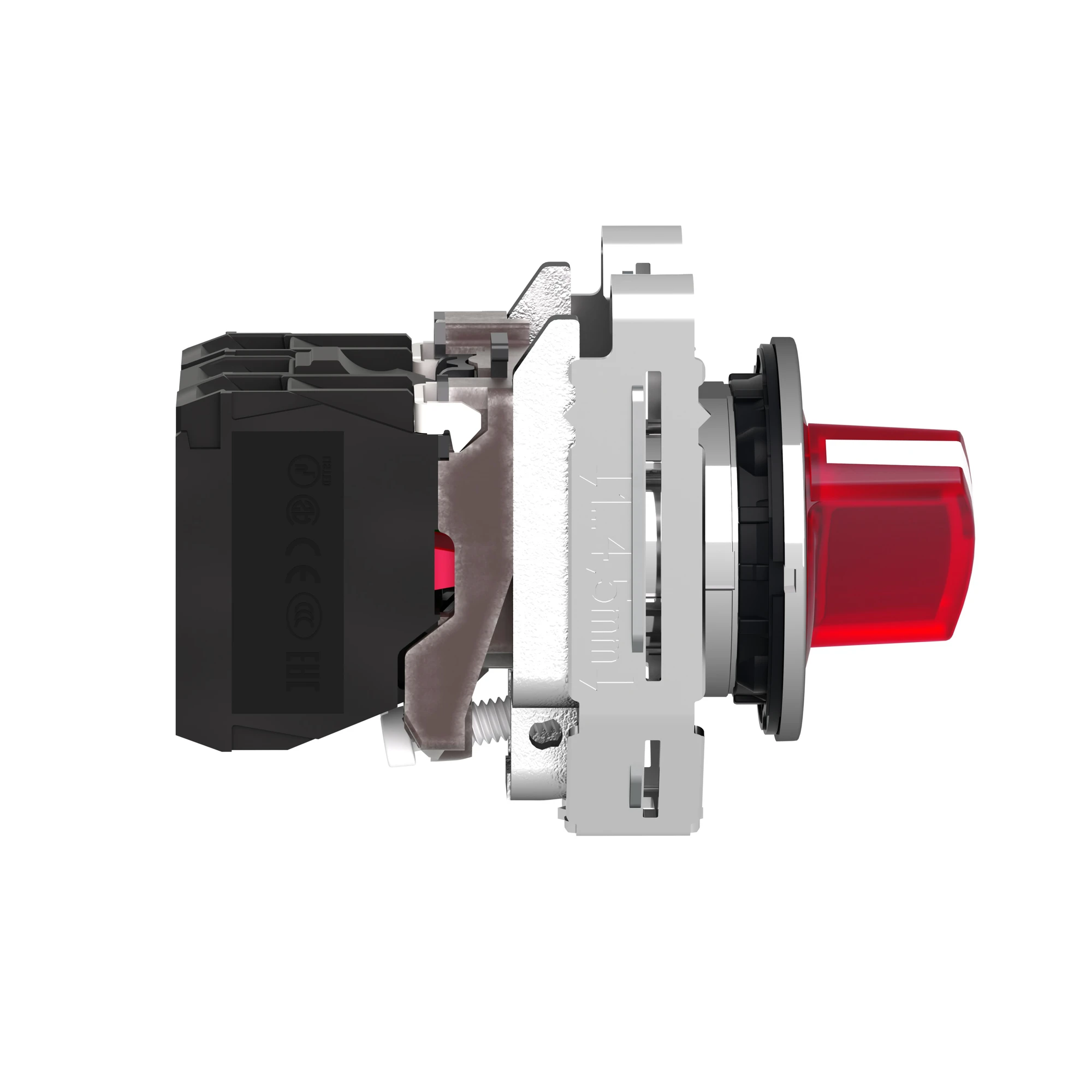 Schneider Electric XB4FK124G5 Illuminated selector switch, Harmony XB4F, metal, 30mm, red, universal LED, 2 positions, 1NO+1NC, 110-120V AC (img_004)