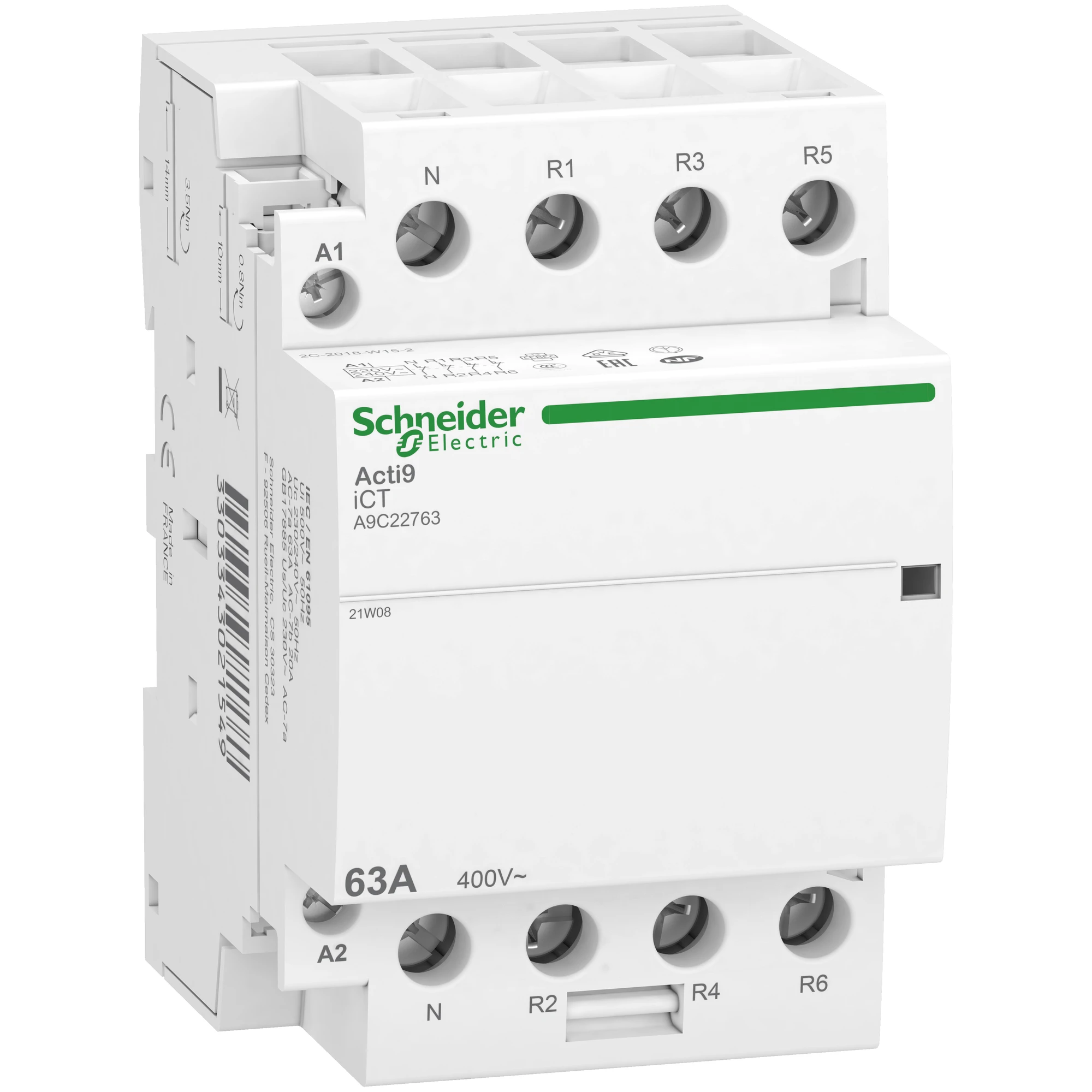 Schneider Electric A9C22763 Installation contactor iCT, 63A, 3P+N, 4-NO contacts, 220/240V 50Hz (img_001) Schneider Electric A9C22763 Installation contactor iCT, 63A, 3P+N, 4-NO contacts, 220/240V 50Hz (img_001)