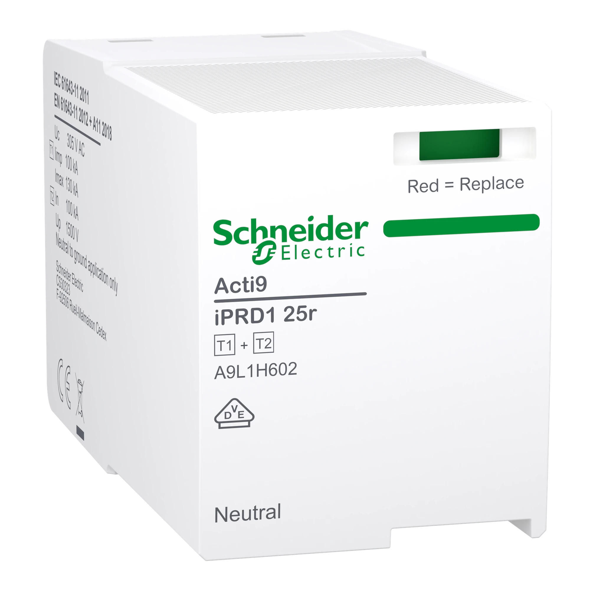 Schneider Electric A9L1H602 Replacement Protection Module for Combined Arrester iPRD1 25r 3P+N, Type 1+2, N-PE Module (img_001) Schneider Electric A9L1H602 Replacement Protection Module for Combined Arrester iPRD1 25r 3P+N, Type 1+2, N-PE Module (img_001)