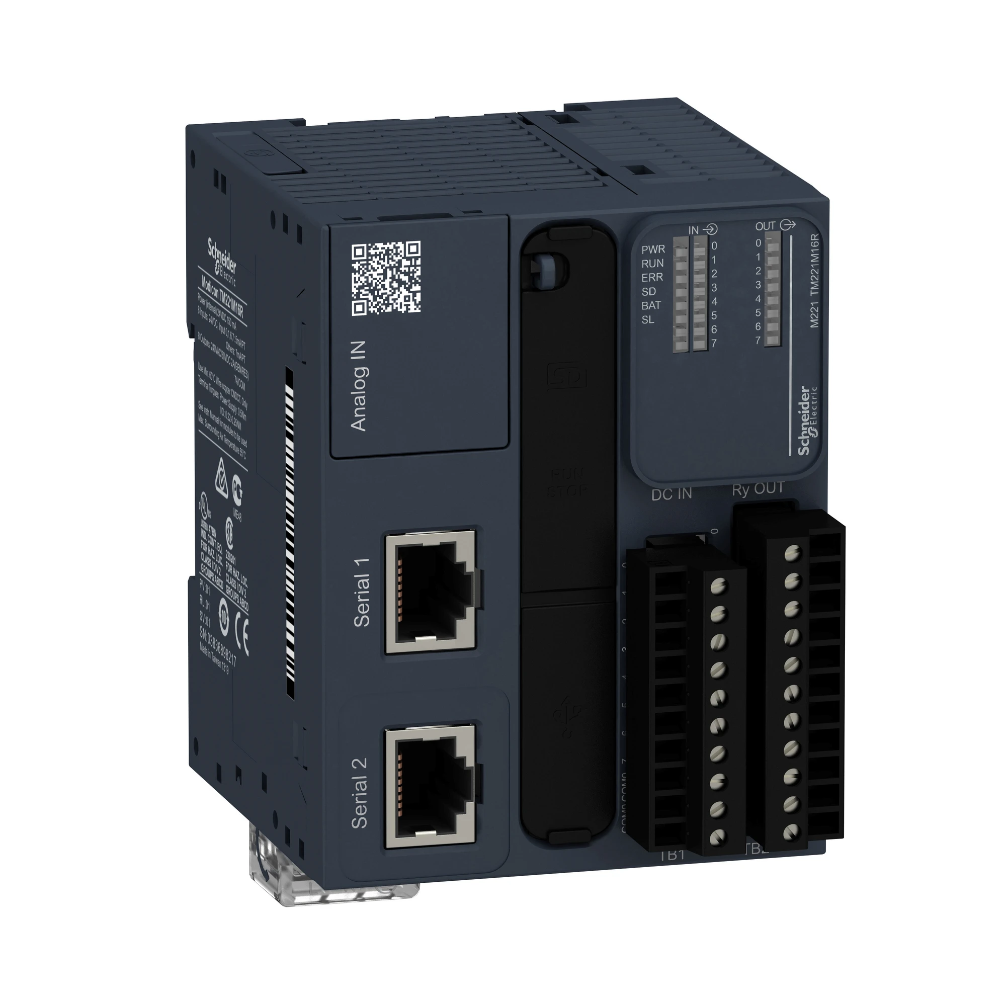 Schneider Electric TM221M16R PLC control, Modicon M221, book format, 16 I/O, Modbus, 24 VDC, relay outputs, screw terminals (img_001) Schneider Electric TM221M16R PLC control, Modicon M221, book format, 16 I/O, Modbus, 24 VDC, relay outputs, screw terminals (img_001)