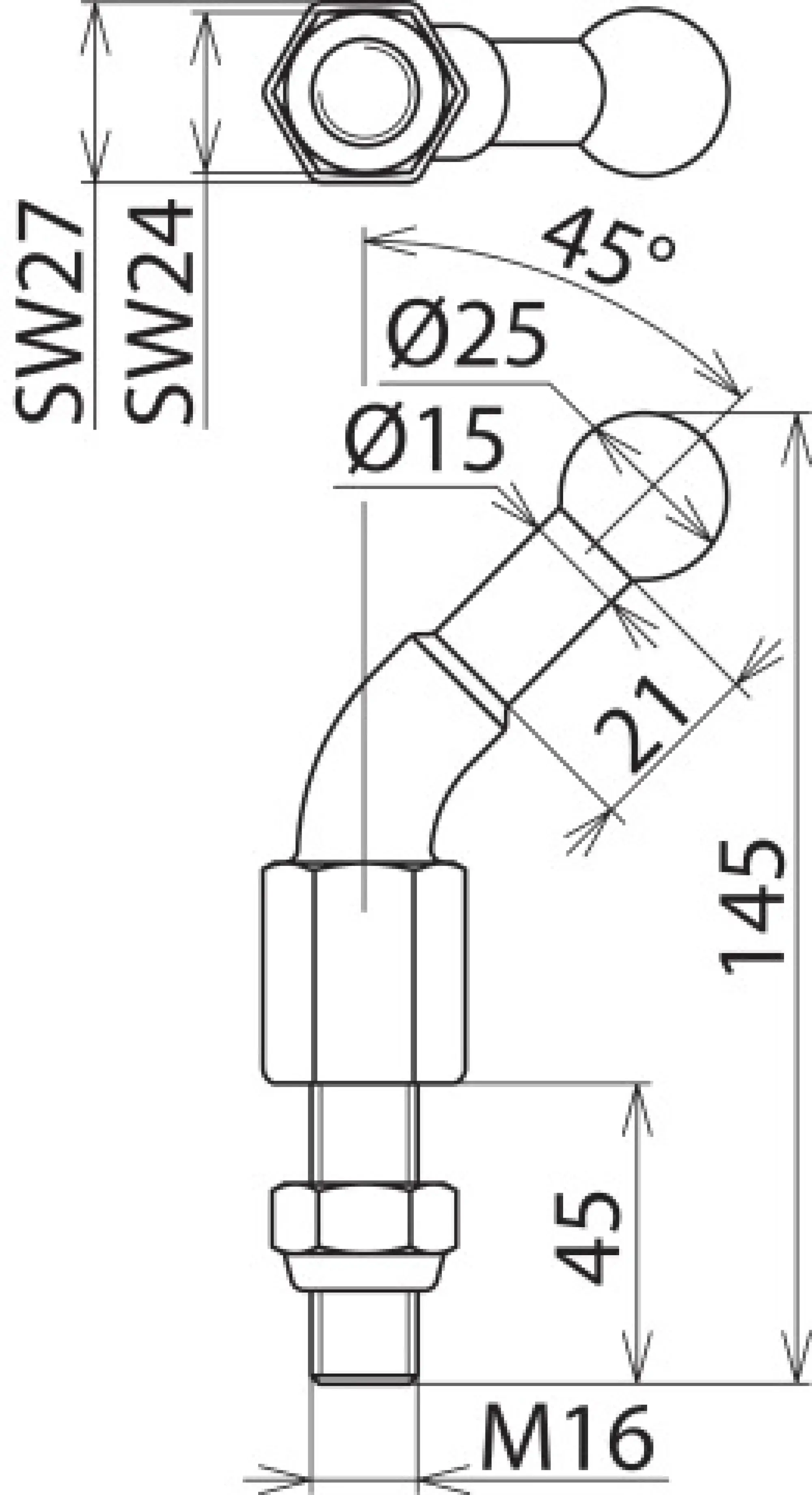 Dehn 756645 Fixed ball point D=25mm, angled (45°) with threaded bolt and nut M16x45mm (img_002)