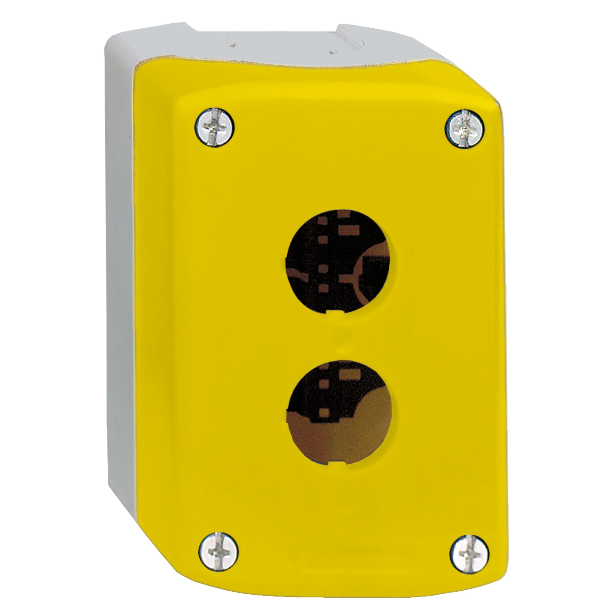 Schneider Electric XALK02 Empty enclosure, Harmony XALK, plastic, light grey, yellow, 2 holes, 22mm (img_001) Schneider Electric XALK02 Empty enclosure, Harmony XALK, plastic, light grey, yellow, 2 holes, 22mm (img_001)