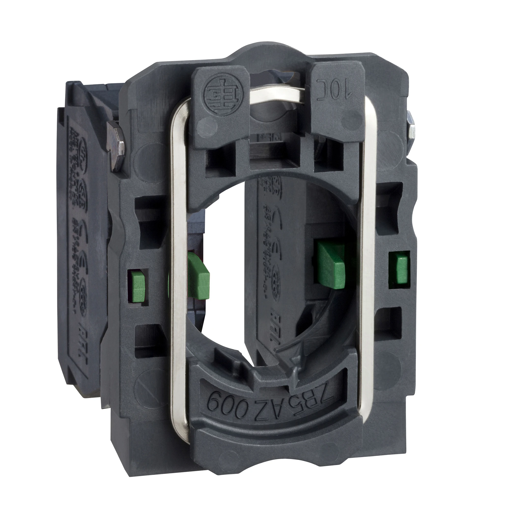 Schneider Electric ZB5AZ103 Auxiliary contact block with mounting flange, Harmony XB5, plastic, 22mm, 30mm, 2S, screw terminal (img_001)