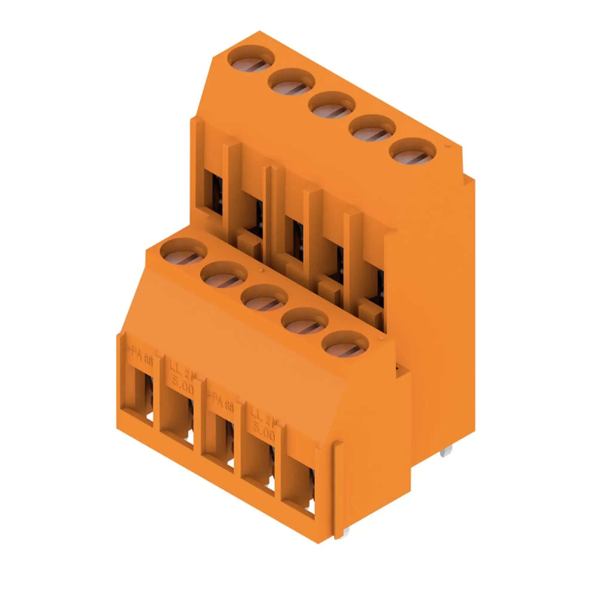 Weidmüller 1977270000 PCB terminal, 320 V, 32.5 A, Pitch in mm: 5.00, 6 mm², Number of poles: 10, Clamping yoke connection, THT solder connection, 90°, Box (img_001)
