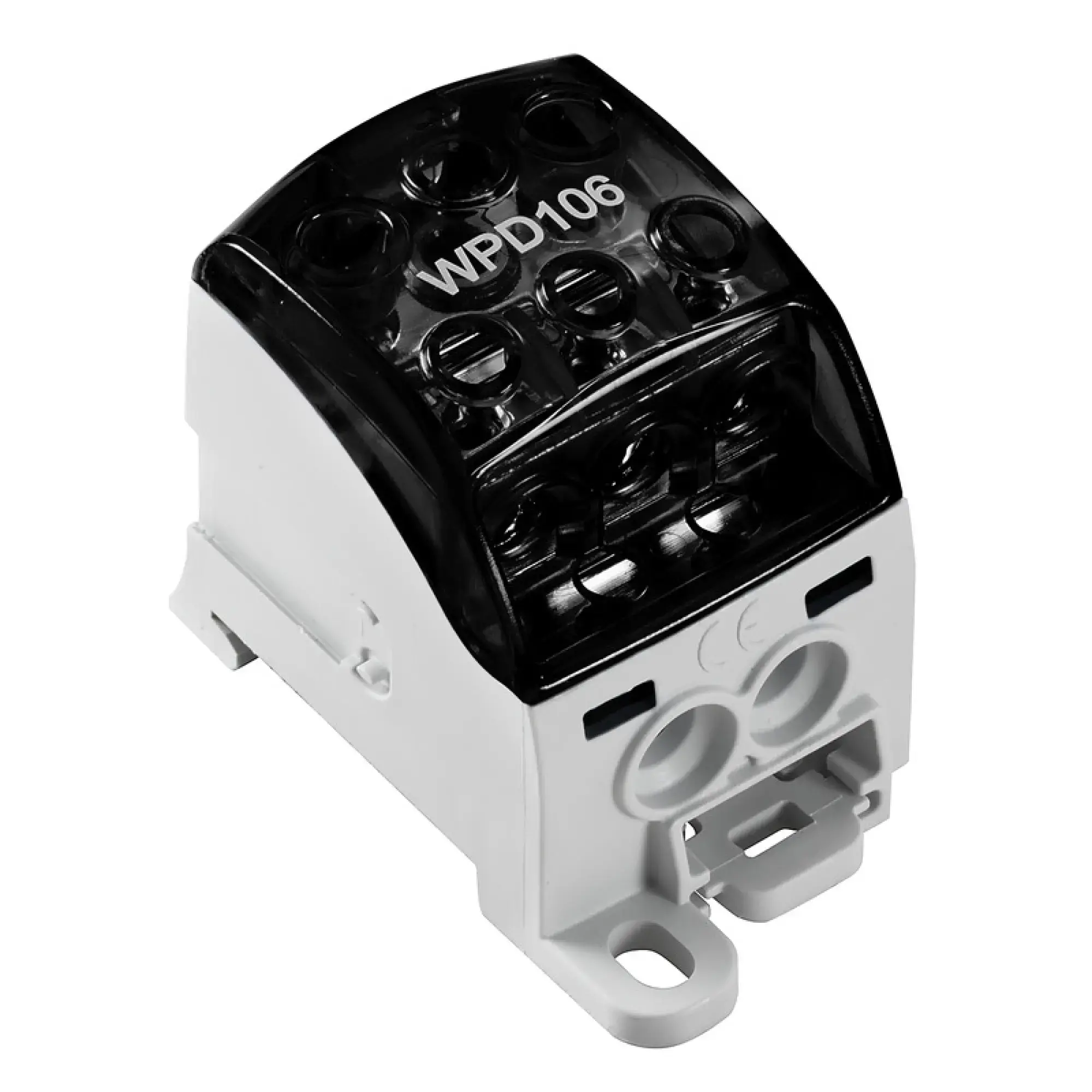 Weidmüller 2725440000 Potential distributor terminal, Screw connection, black, 70 mm², 215 A, 1000 V, Number of connections: 6, Number of levels: 1, Mounting plate, TS 35, (img_001)