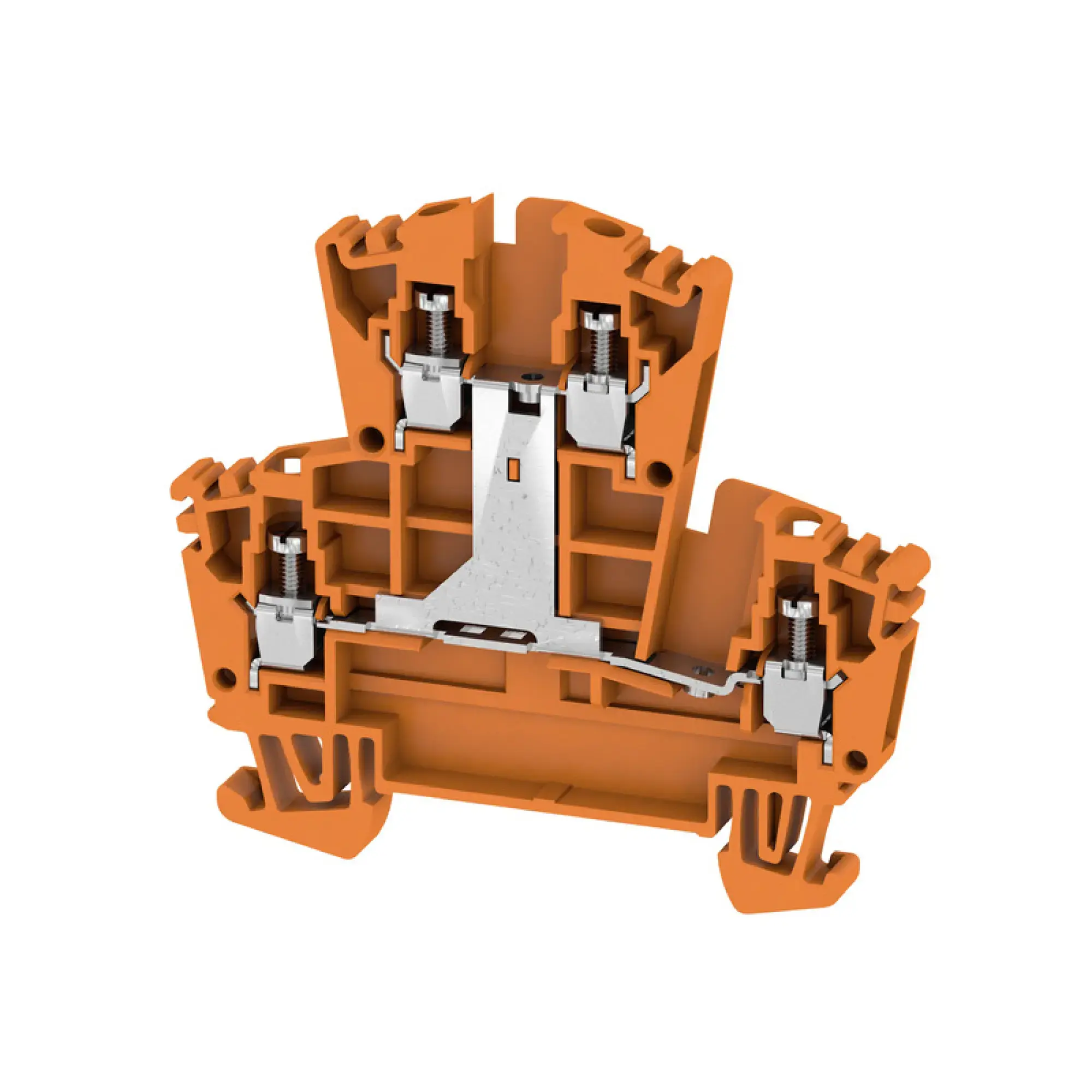 Weidmüller 1022360000 Multi-tier modular terminal, Screw connection, orange, 2.5 mm², 400 V, 400 V, Number of connections: 4, Number of levels: 2, TS 35, V-0, Wemid (img_001)