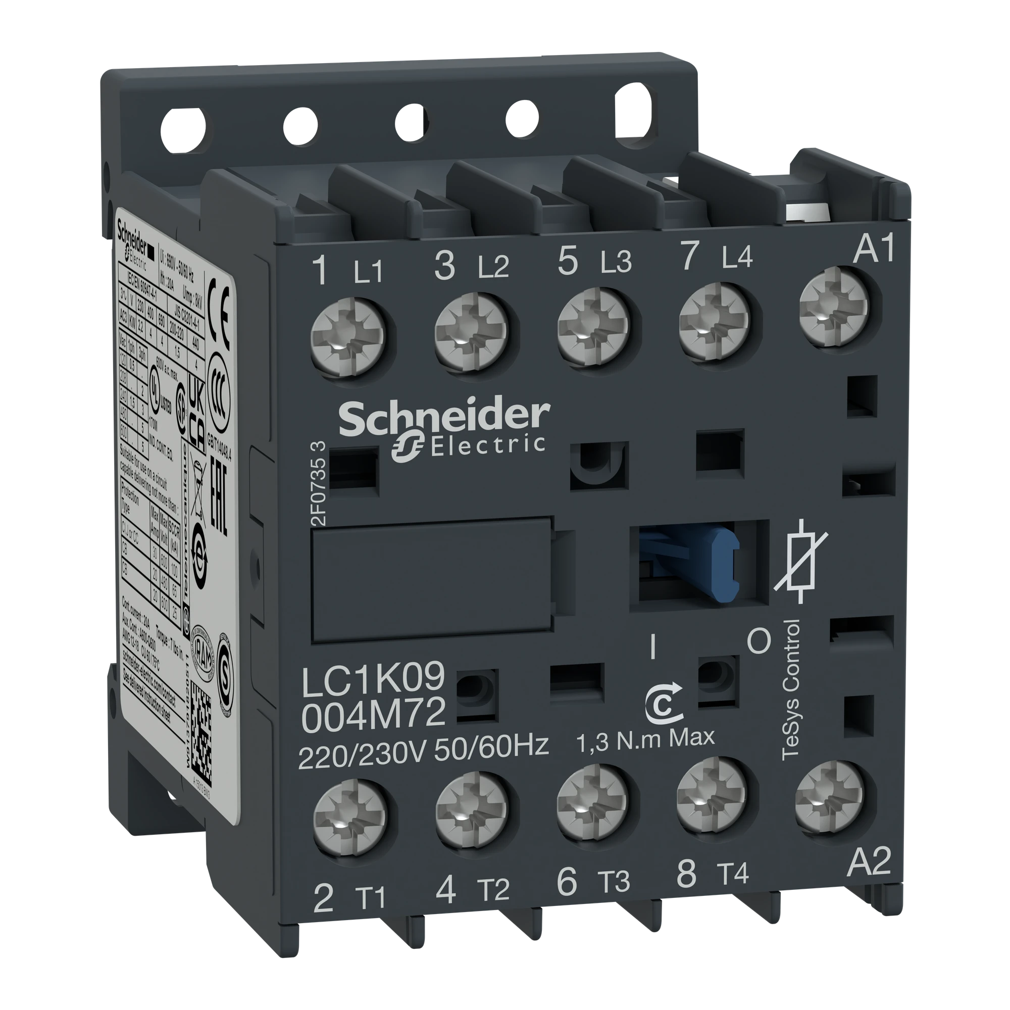 Schneider Electric LC1K09004M72 Power contactor LC1K 4p, coil 220-230 V AC (img_001)