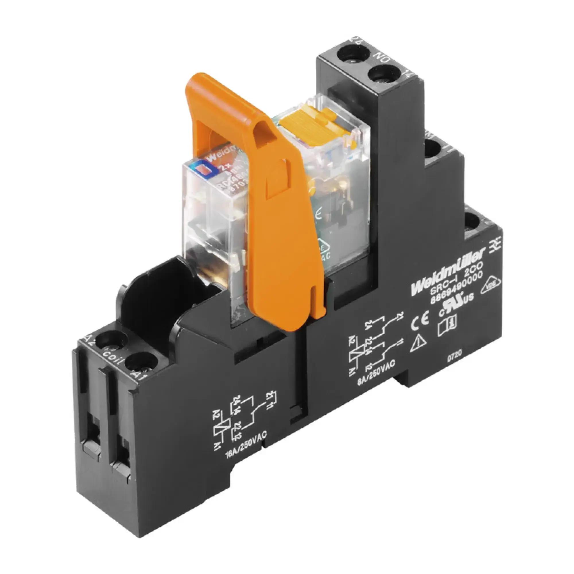 Weidmüller 8881580000 Relay module, 24 V DC, Green LED, 1 CO contact (AgNi) , 250 V AC, 16 A, Screw connection RCIKIT 24VDC 1CO LD/PB (img_001)