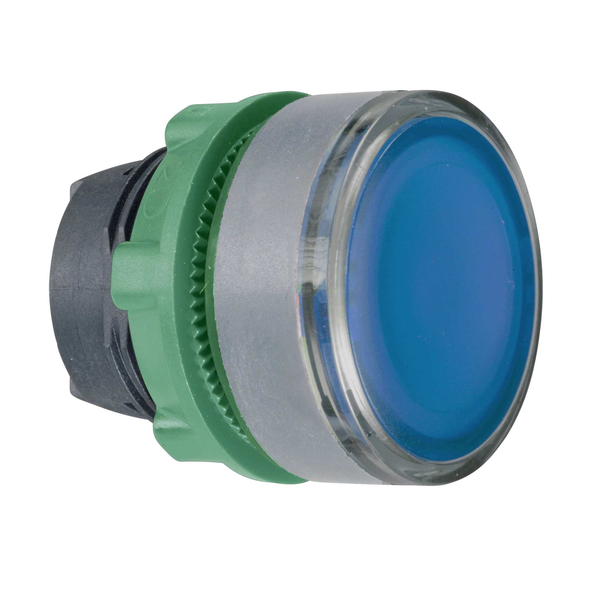 Schneider Electric ZB5AH063C0 Illuminated pushbutton, front element, Harmony XB5, plastic, 22mm, light grey, blue, for universal LED, latching (img_001)