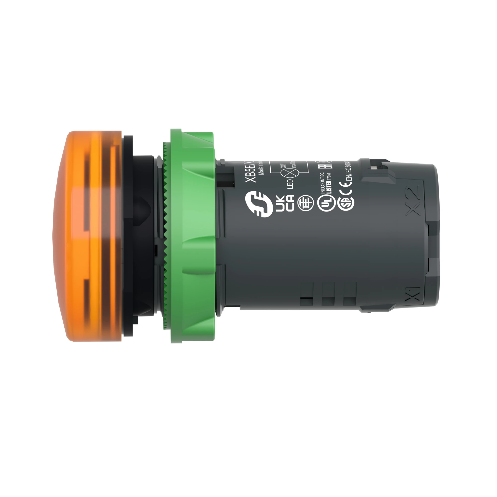 Schneider Electric XB5EVB5 Signal light, Harmony XB5, plastic, monoblock, orange, 22mm, universal LED, smooth dome, 24V ACDC (img_006)
