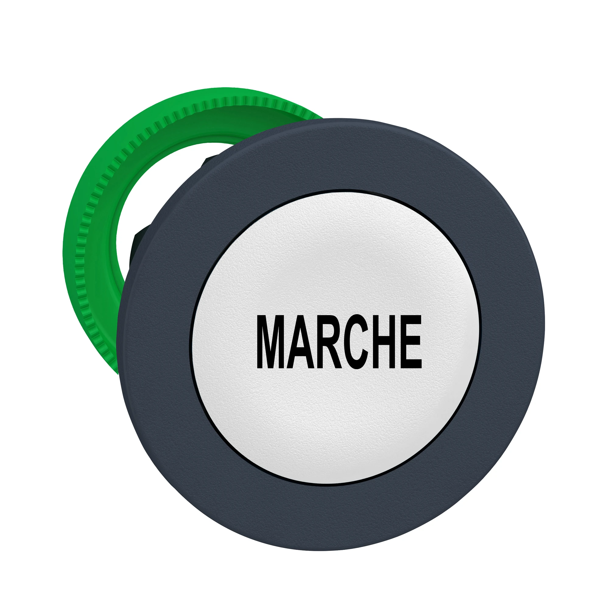 Schneider Electric ZB5FA142 Pushbutton, front element, Harmony XB5F, plastic, 30mm, white, labeled MARCHE, momentary (img_001)