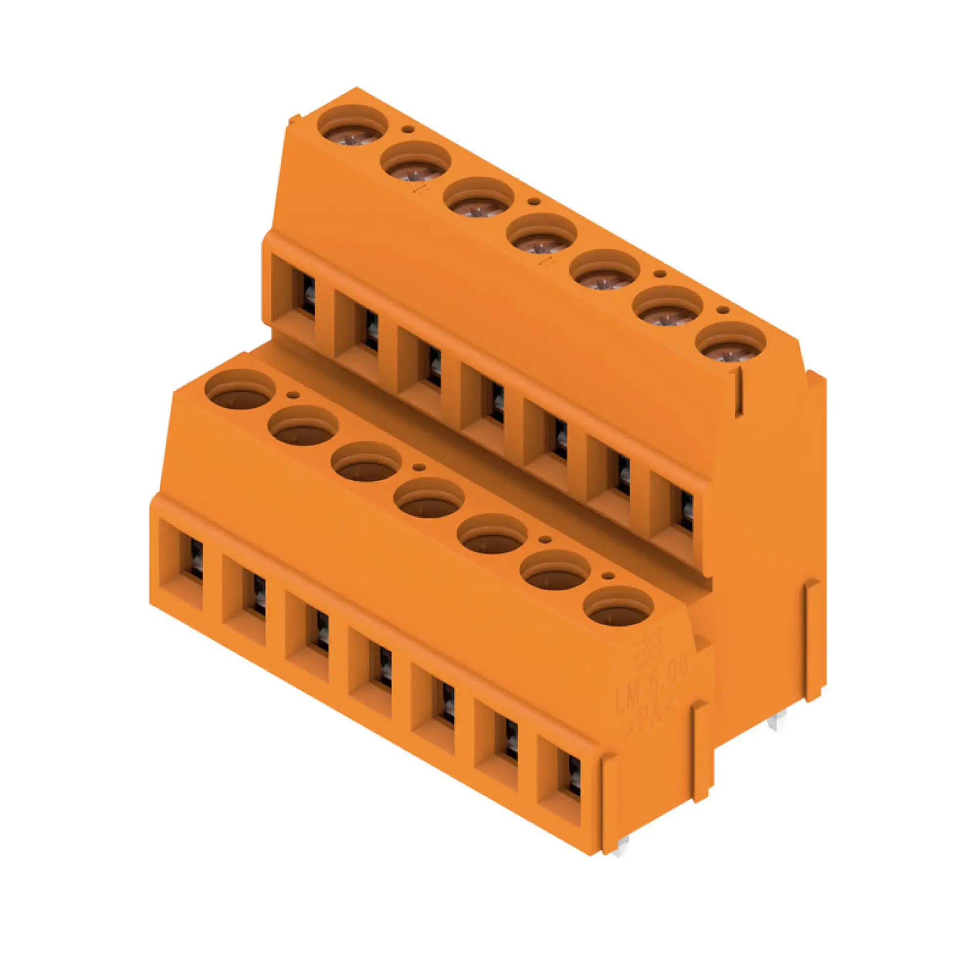 Weidmüller 1768900000 PCB terminal, 320 V, 17.5 A, Pitch in mm: 5.08, 2.5 mm², Number of poles: 14, Clamping yoke connection, THT solder connection, 90°, Box (img_001)