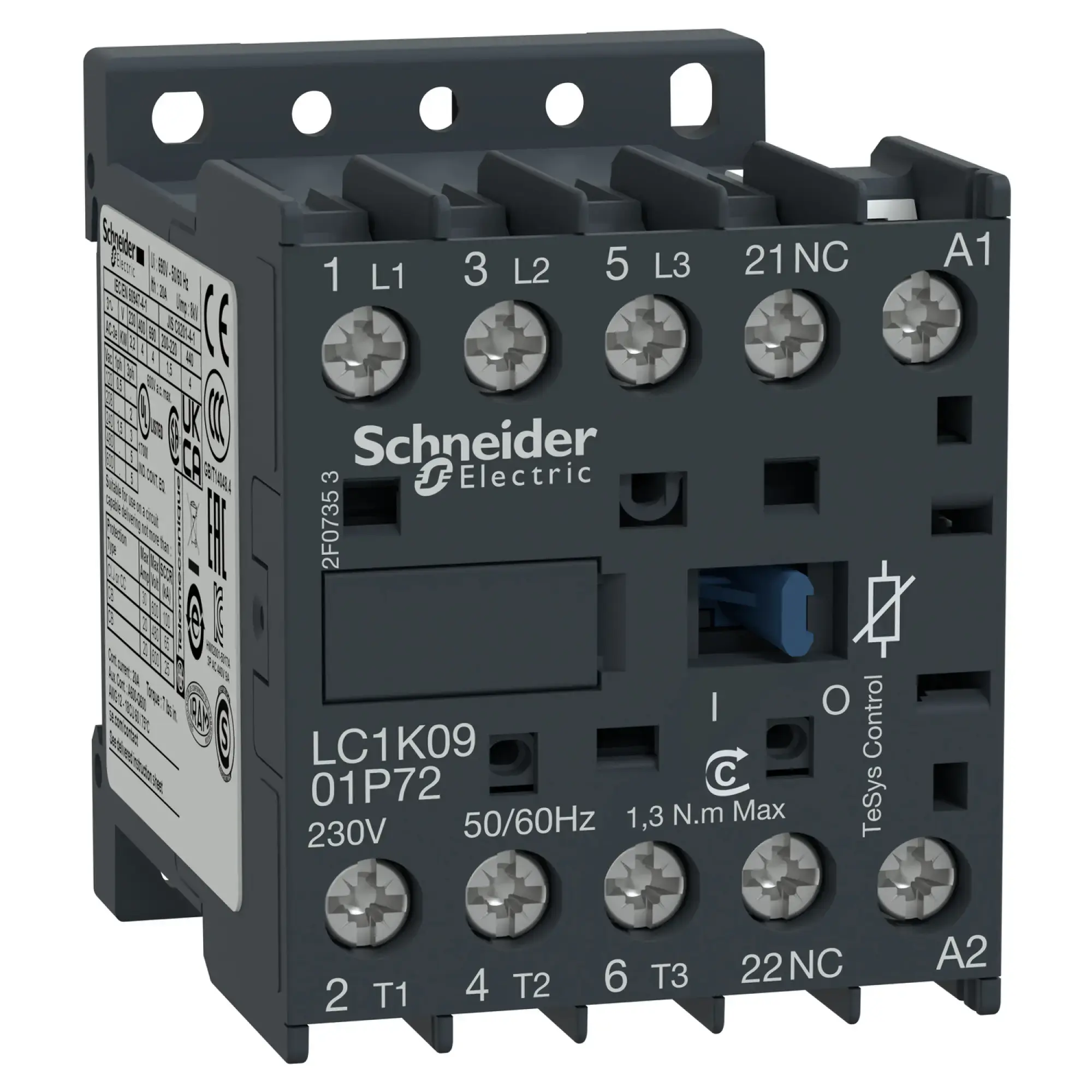 Schneider Electric LC1K0901P72 Power contactor 3p, +1NO, 4 kW, 9 A, 400 V AC3, coil 230 V AC (img_002)