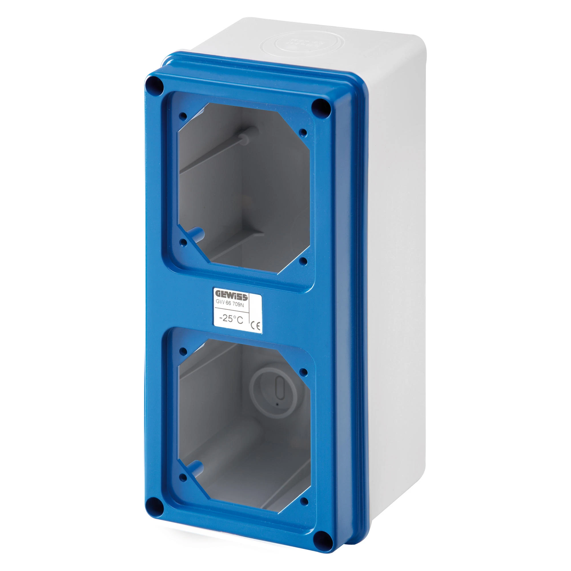 GEWISS GW66741N SURFACE MOUNTING BOX WITH FLANGED COVER FITTED FOR 2 LIDS - IP67 (img_001)