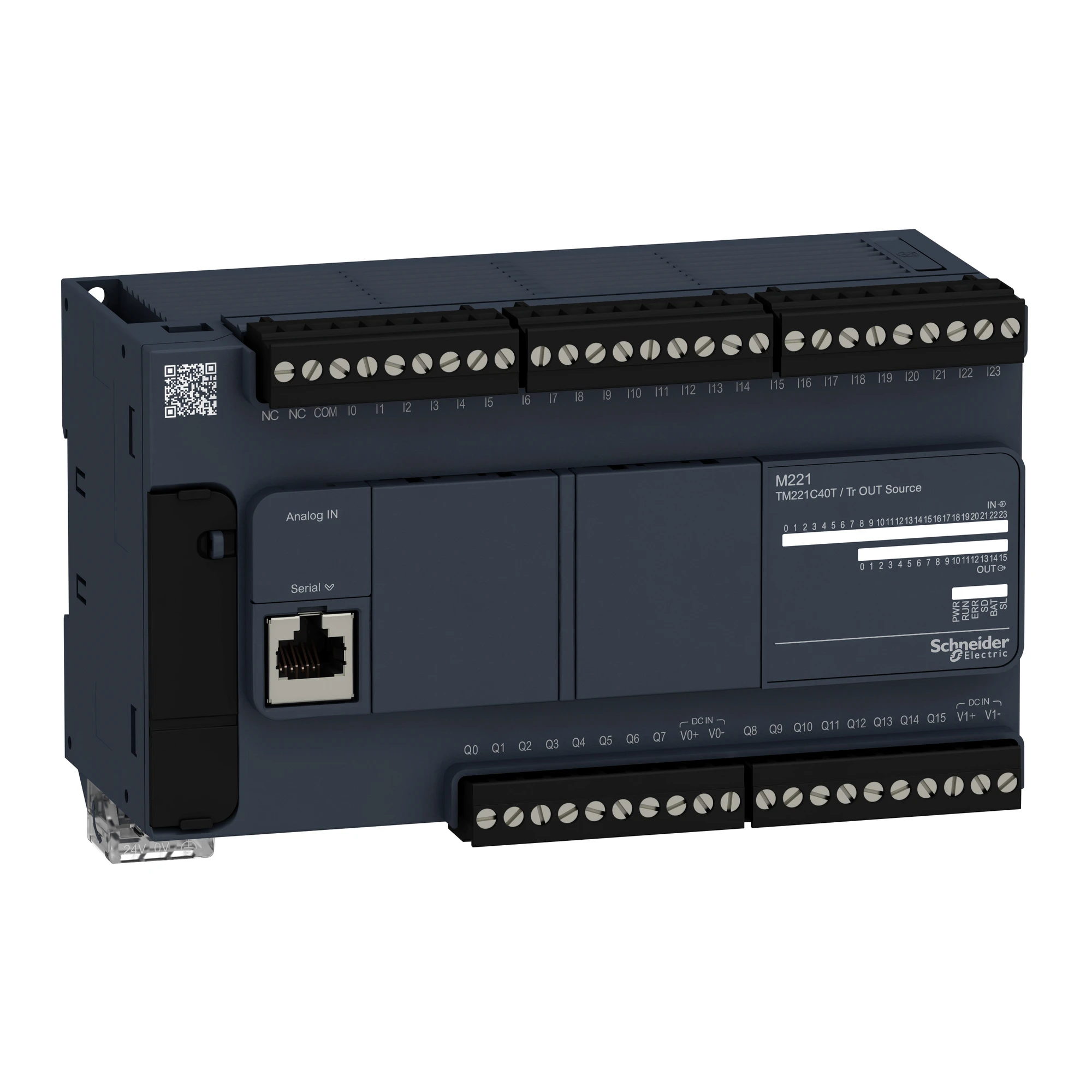 Schneider Electric TM221C40T PLC Control, Modicon M221, Compact Format, 40 I/O, Modbus, 24 VDC, Source Transistor, Screw Terminals (img_001) Schneider Electric TM221C40T PLC Control, Modicon M221, Compact Format, 40 I/O, Modbus, 24 VDC, Source Transistor, Screw Terminals (img_001)