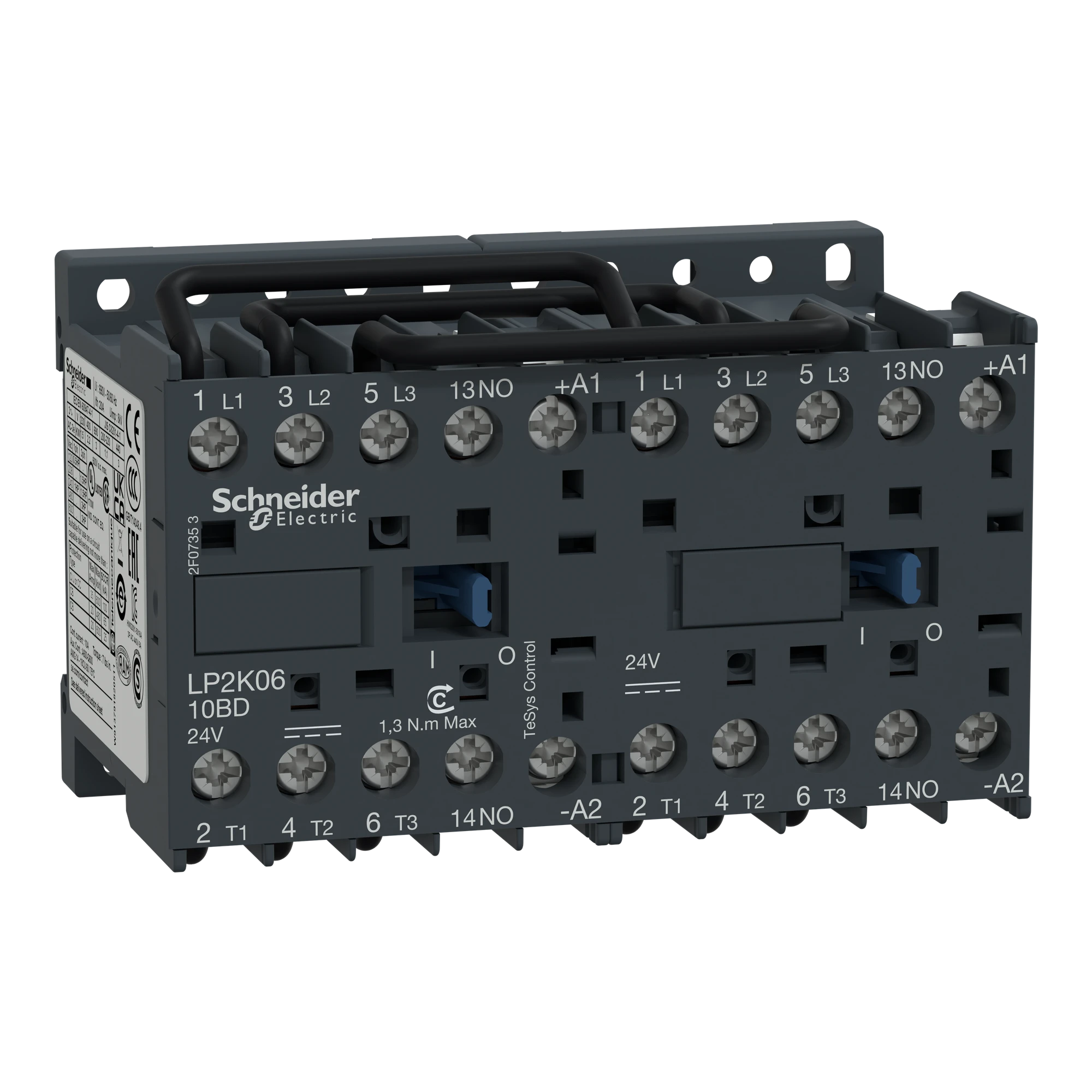 Schneider Electric LP2K0610BD Reversing contactor combination, 3p+1NO, 2.2kW/400V/AC3, 6A, coil 24V DC (img_001) Schneider Electric LP2K0610BD Reversing contactor combination, 3p+1NO, 2.2kW/400V/AC3, 6A, coil 24V DC (img_001)