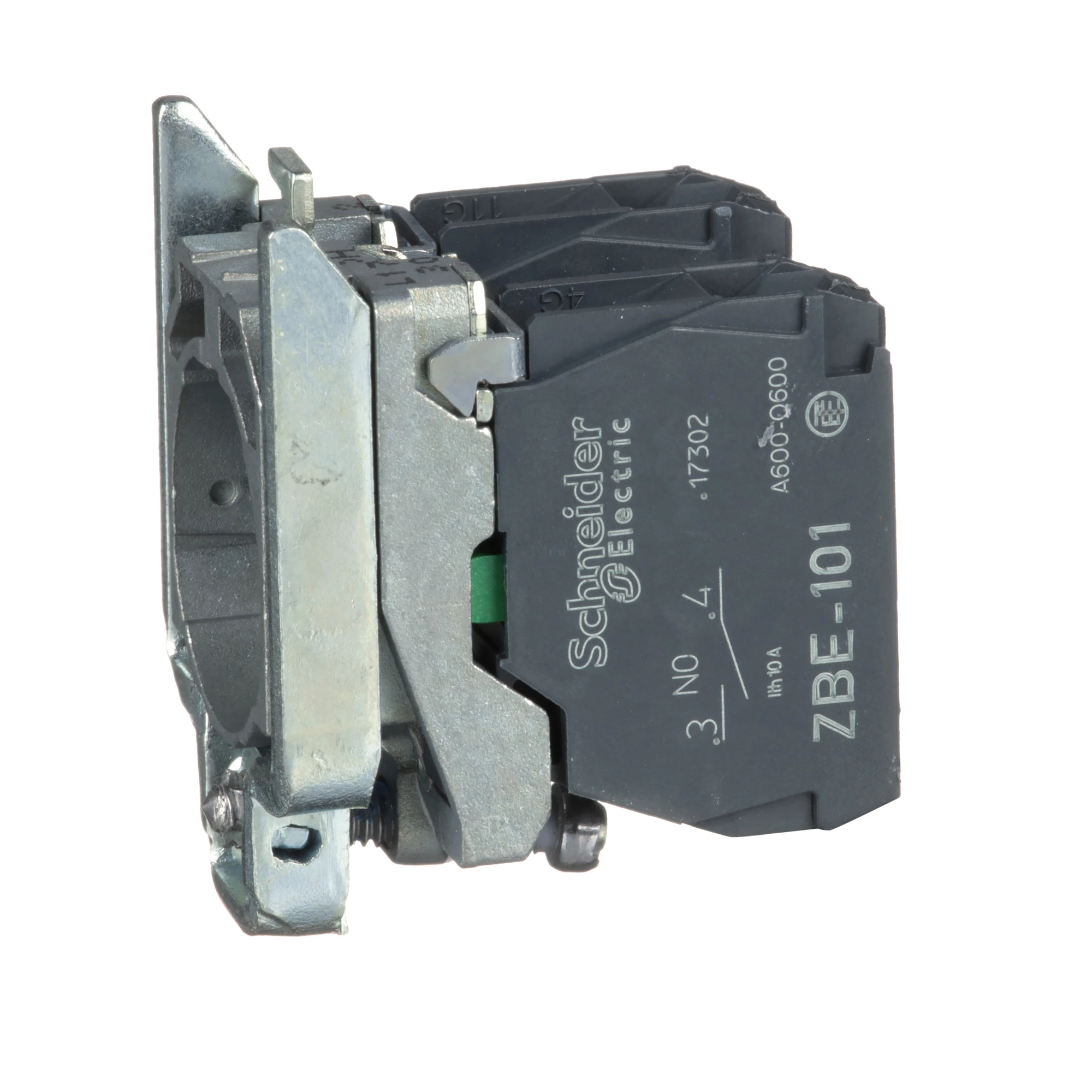 Schneider Electric ZB4BZ103TQ Auxiliary contact block with mounting flange, Harmony XB4, metal, 22mm, 30mm, 2NO, screw terminal, bulk packaging (img_001)