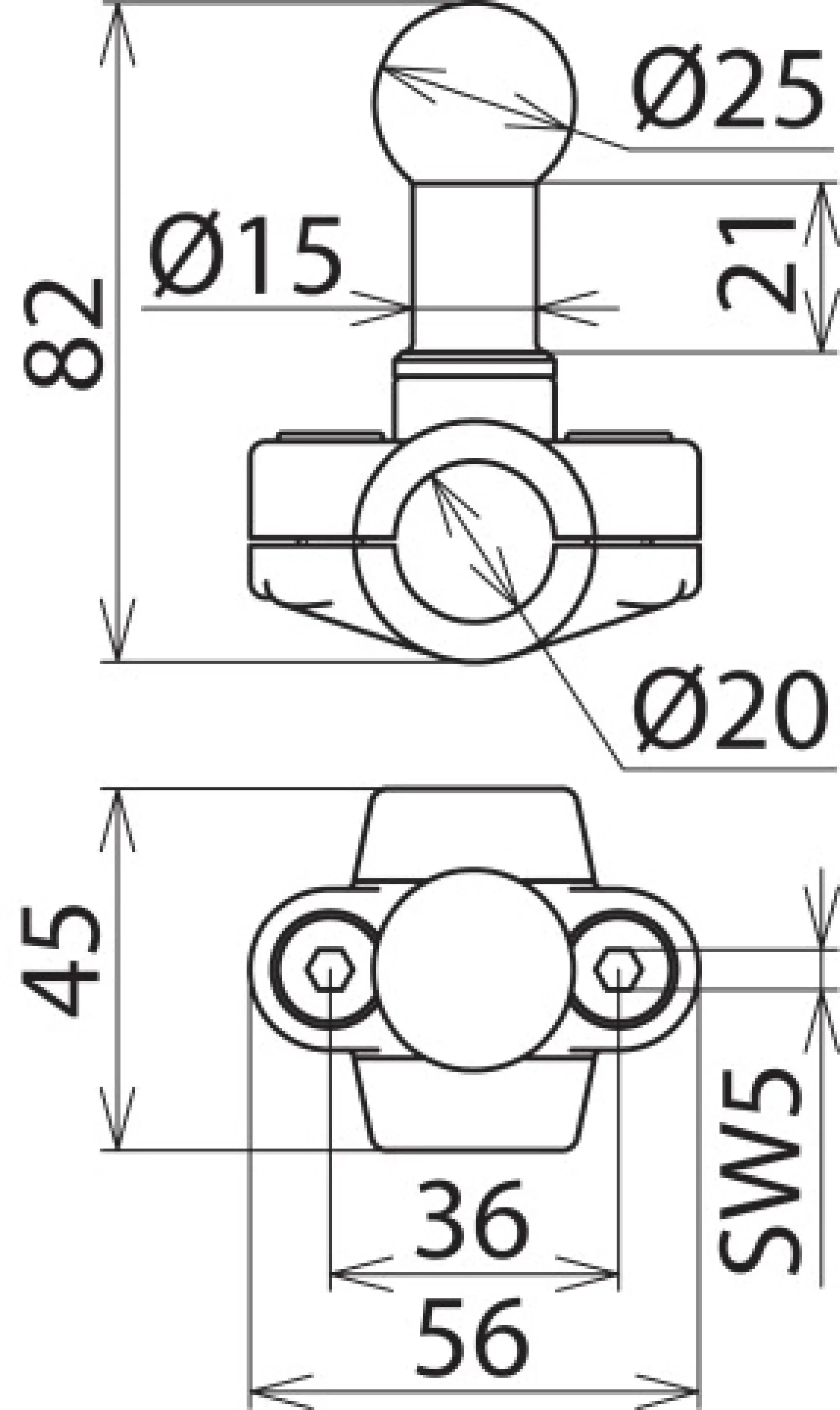 Dehn 725020 Fixed ball point D 25mm, clamp type A for round conductors 20mm (img_002)