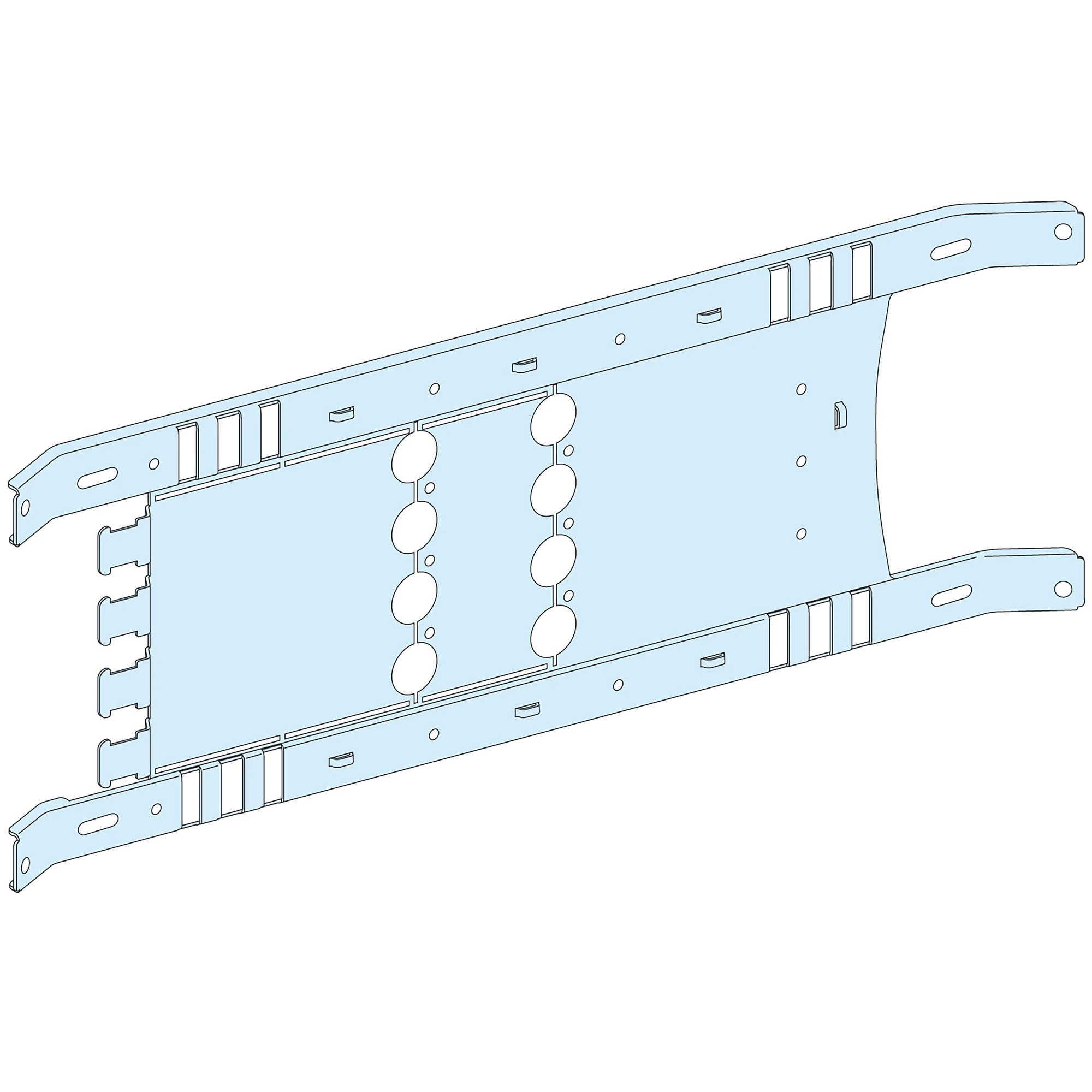 Schneider Electric LVS03412 PrismSeT-P, Mounting plate, INS-INV/NSX/NSX Vigi100-250 4-pole, Toggle switch, Fixed installation, horizontal, Width=650mm, Height=4Modules (img_001)