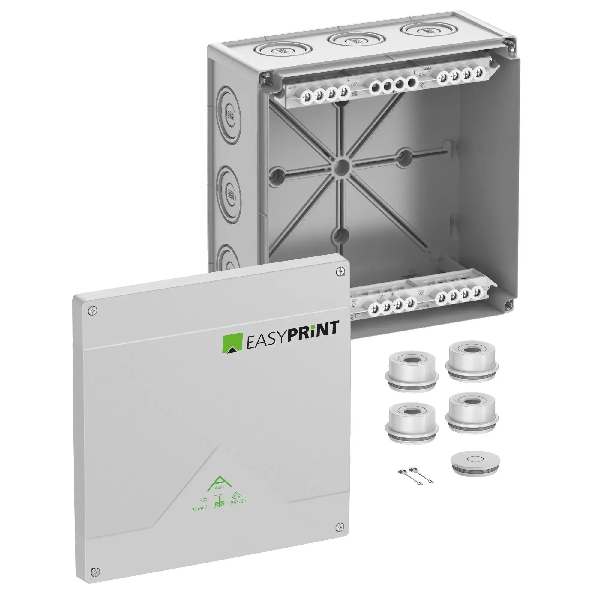 Spelsberg 835420EP Junction box, Type of protection IP55/IP66, max. 35², Impact strength IK07, Protection class II, Ui 690V AC, Ui 690V DC, DLG, VDE, Halogen free (img_001)