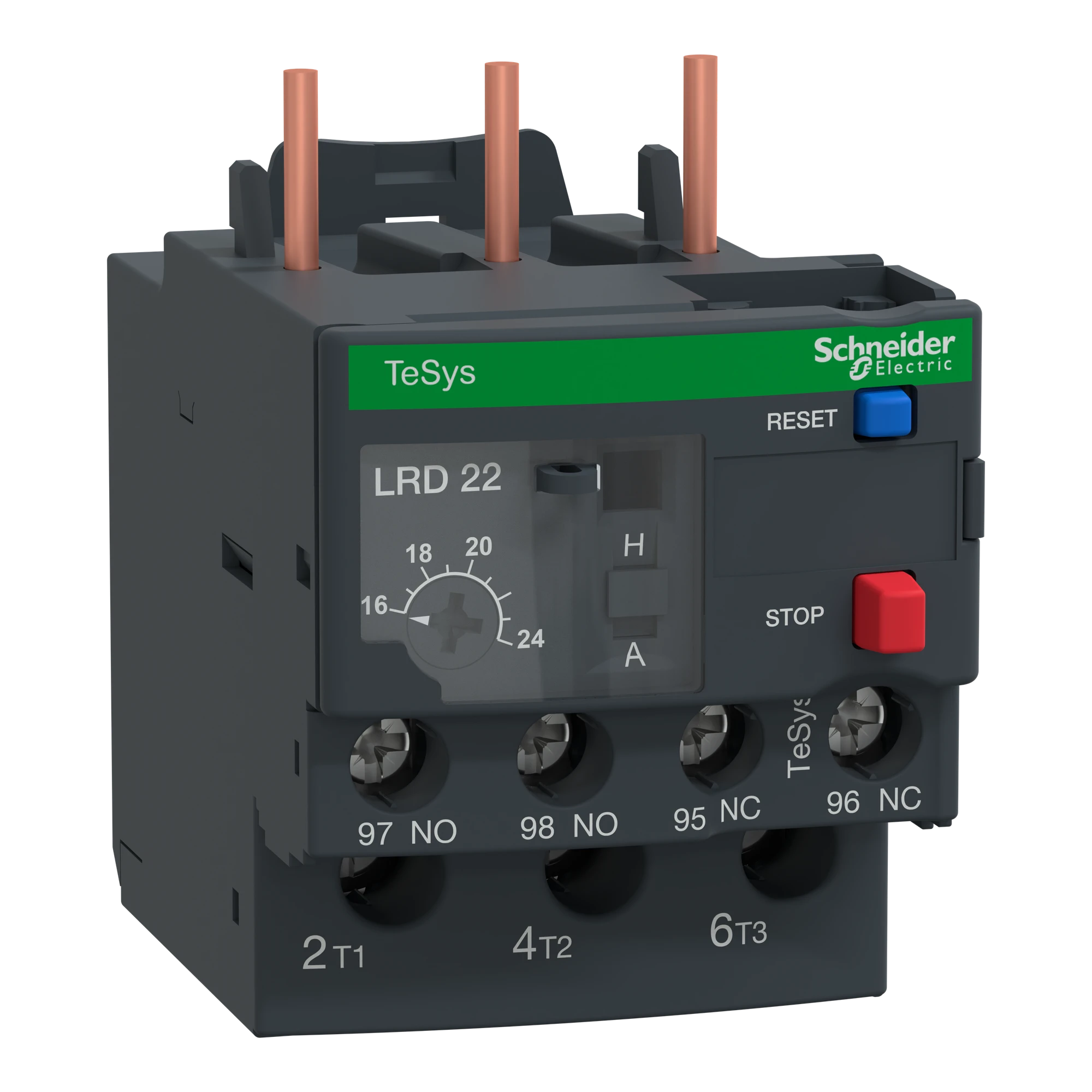 Schneider Electric LR3D22 Motor protection relay, thermal, 16-24A, 1NO+1NC, Class 10, no differential protection (img_001)
