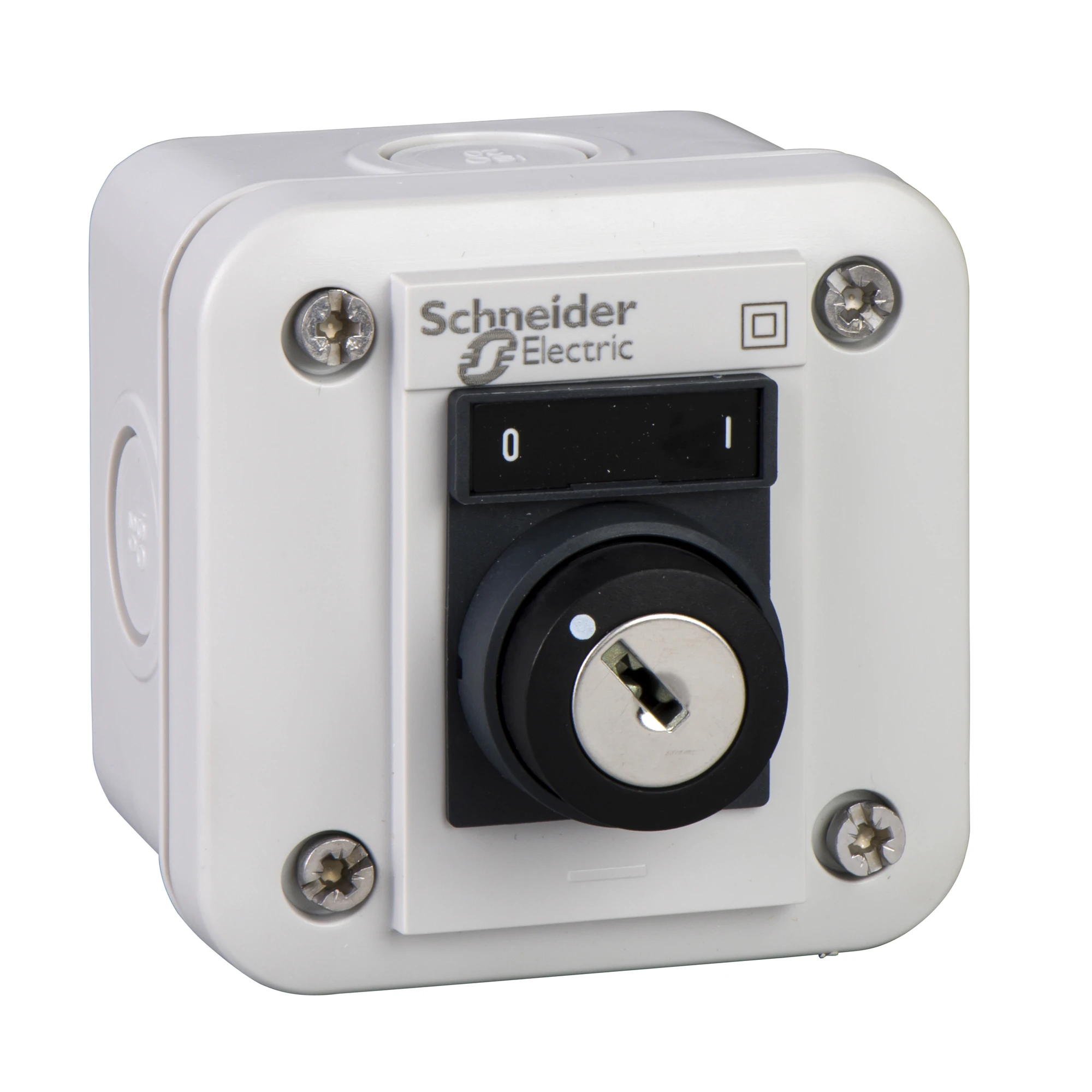 Schneider Electric XALE1441 Surface-mounted enclosure, Harmony XALE, plastic, light grey, 1 key switch, 3 positions, I-O-II, 22mm, 2S (img_001) Schneider Electric XALE1441 Surface-mounted enclosure, Harmony XALE, plastic, light grey, 1 key switch, 3 positions, I-O-II, 22mm, 2S (img_001)