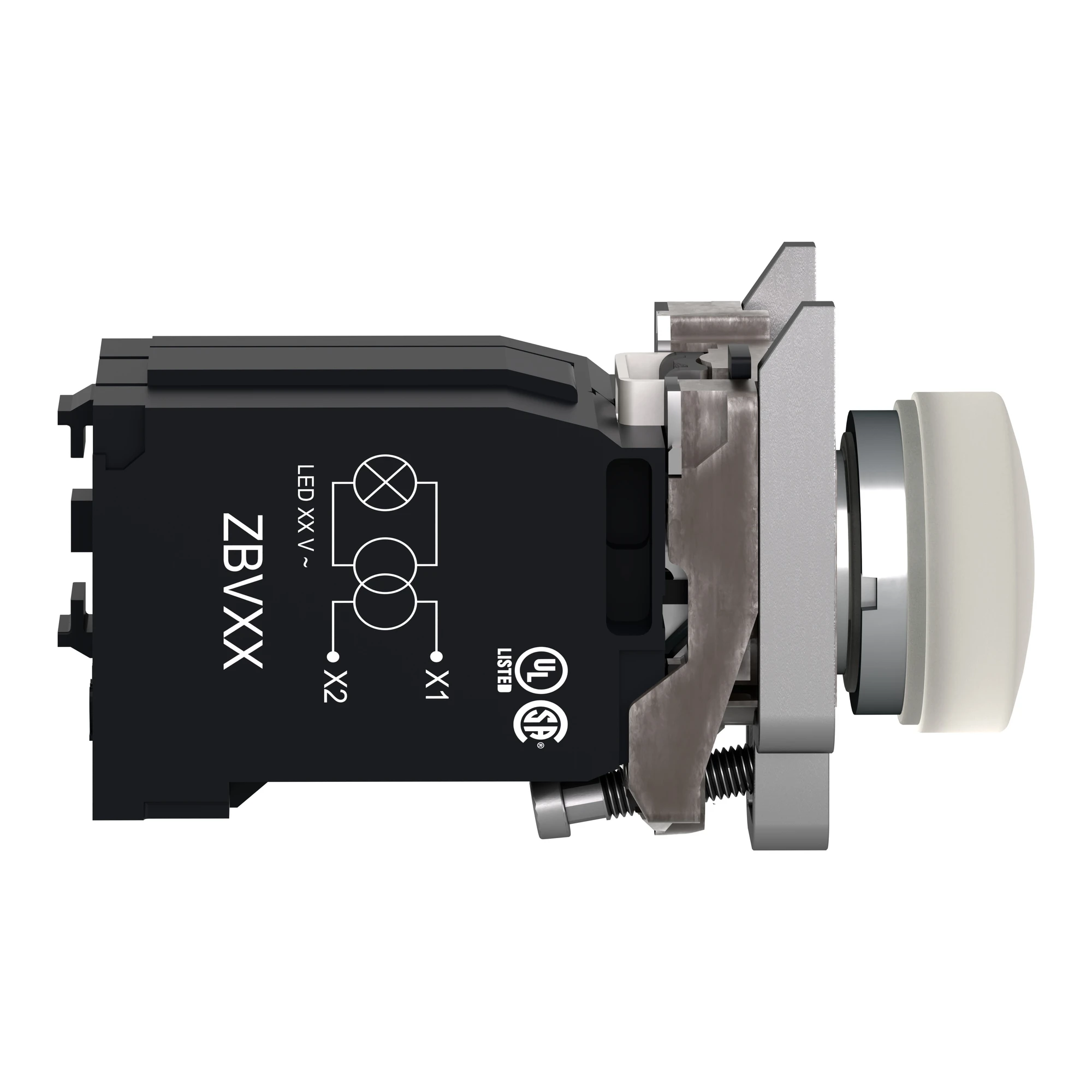 Schneider Electric XB4BV41 Pilot light, Harmony XB4, metal, 22mm, white, with transformer, BA9s incandescent bulb, smooth dome, screw terminal, 230V AC (img_005) Schneider Electric XB4BV41 Pilot light, Harmony XB4, metal, 22mm, white, with transformer, BA9s incandescent bulb, smooth dome, screw terminal, 230V AC (img_005)