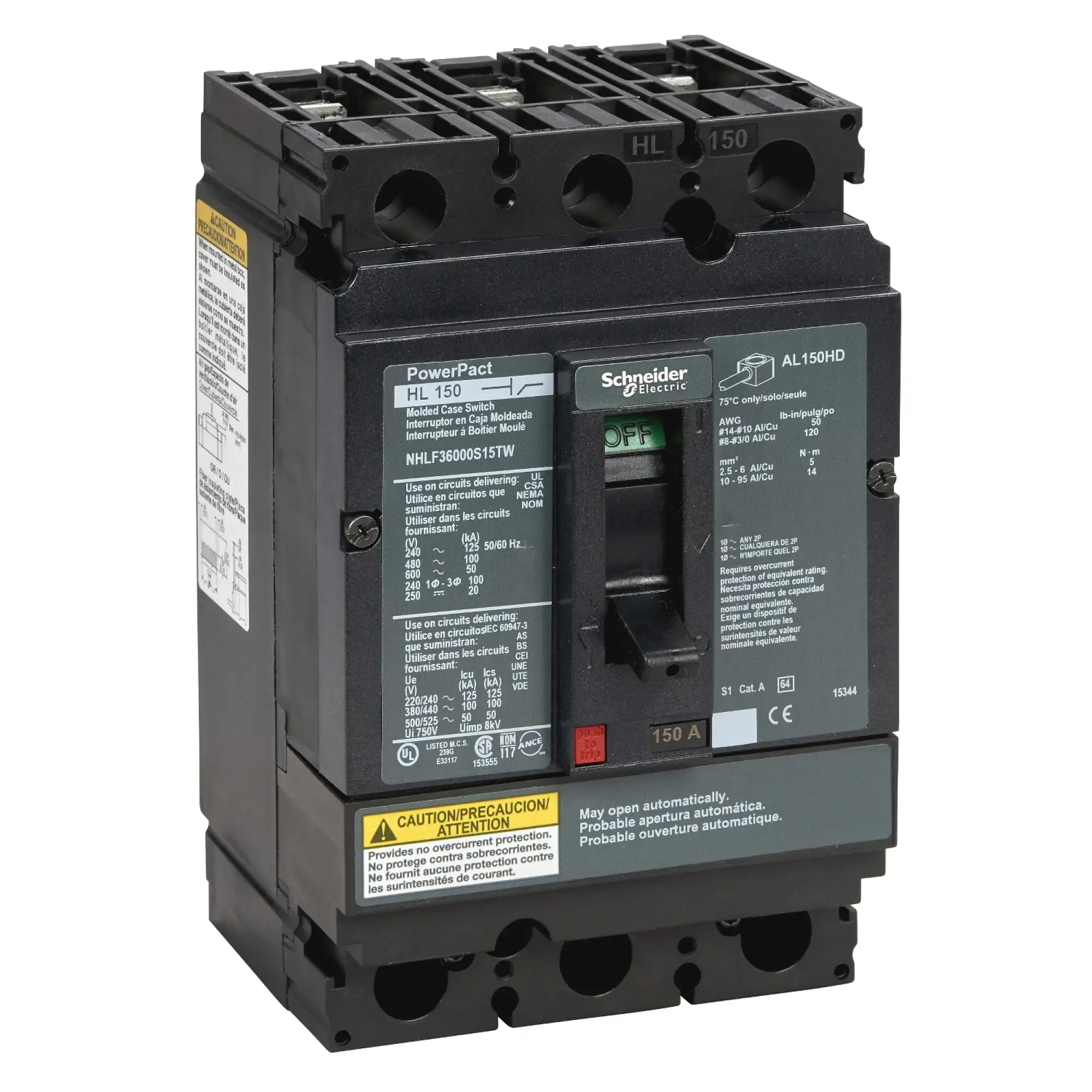 Schneider Electric NHLF36000S15TW Load Disconnect Switch – PowerPact Multistandard – H-Frame – 150 A – 125 kA (img_002) Schneider Electric NHLF36000S15TW Load Disconnect Switch – PowerPact Multistandard – H-Frame – 150 A – 125 kA (img_002)