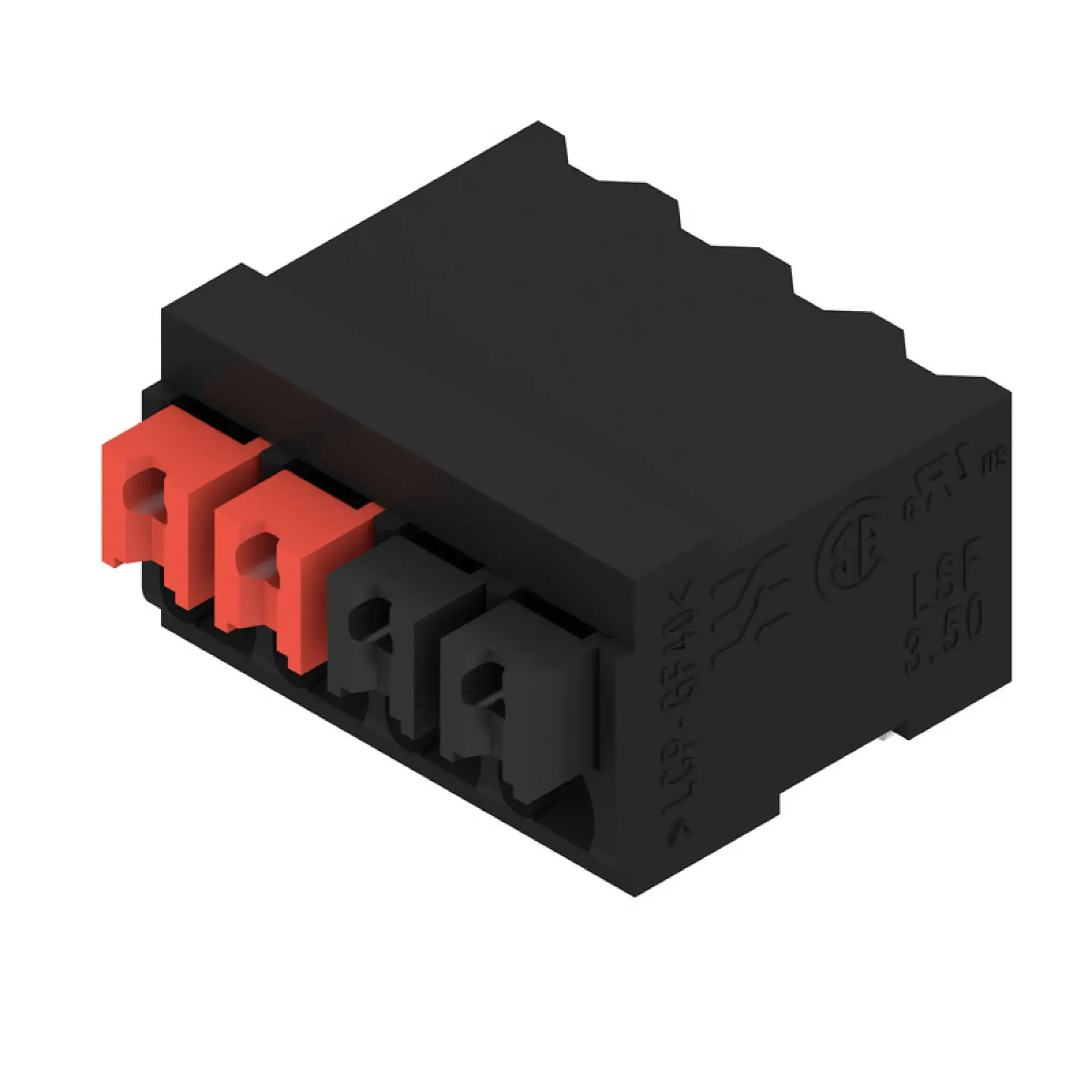 Weidmüller 2604130000 PCB terminal, 160 V, 17.5 A, Pitch in mm: 3.50, 1.5 mm², Number of poles: 4, PUSH IN with actuator, THT/THR solder connection, 90°, Tape (img_001) Weidmüller 2604130000 PCB terminal, 160 V, 17.5 A, Pitch in mm: 3.50, 1.5 mm², Number of poles: 4, PUSH IN with actuator, THT/THR solder connection, 90°, Tape (img_001)