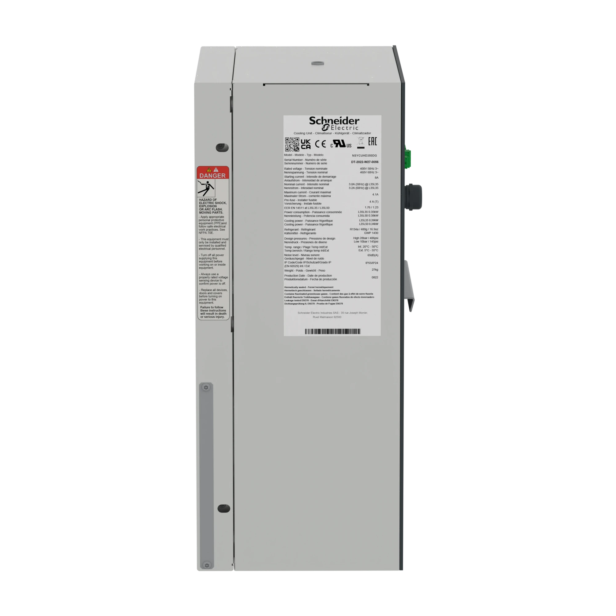 Schneider Electric NSYCUHD350DG Outdoor Wall-Mounted Cooling Unit, Climasys CU, 350W, 230V, 50/60Hz, IP55 (img_006) Schneider Electric NSYCUHD350DG Outdoor Wall-Mounted Cooling Unit, Climasys CU, 350W, 230V, 50/60Hz, IP55 (img_006)