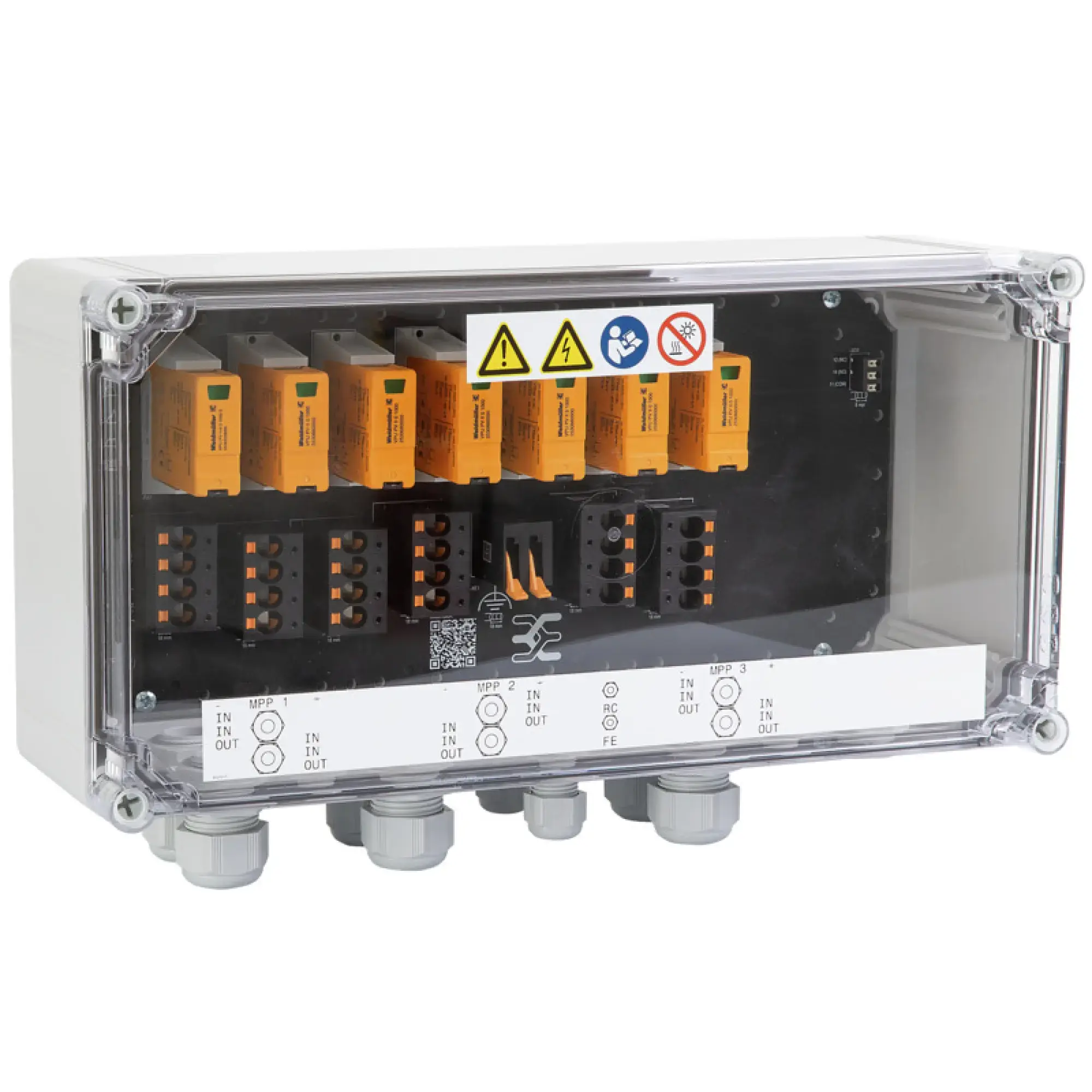 Weidmüller 2975570000 Combiner Box (Photovoltaik), 3 MPP's, 2 Inputs / 2 Outputs per MPP, Surge protection II, Cable gland, 1100 V (img_001)