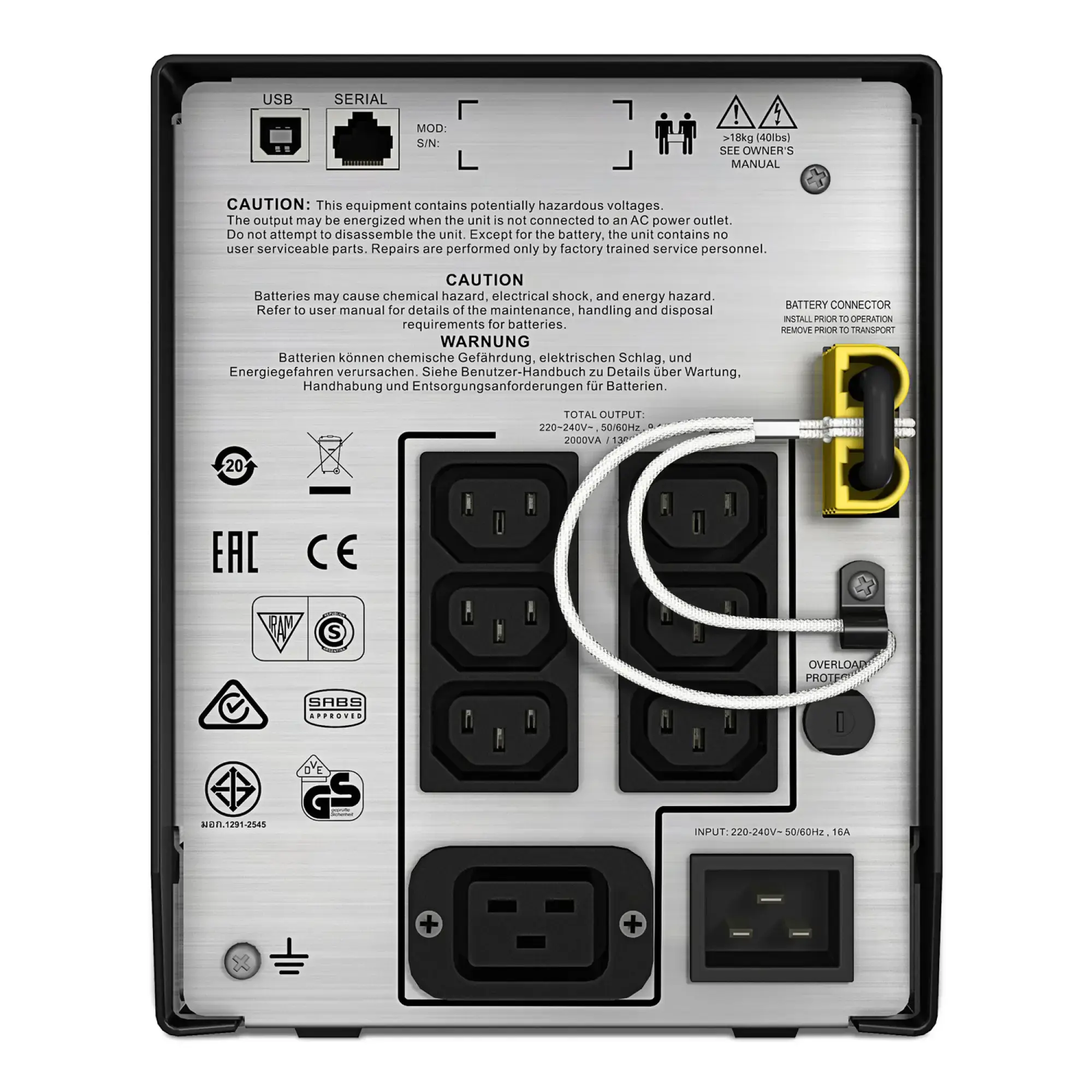 APC SMC2000I APC Smart-UPS C, Line-Interactive, 2000VA, Tower, 230V, 6x IEC C13+1x IEC C19 Ausgänge, USB und serielle Kommunikation, AVR, Grafik-LCD (img_001) APC SMC2000I APC Smart-UPS C, Line-Interactive, 2000VA, Tower, 230V, 6x IEC C13+1x IEC C19 Ausgänge, USB und serielle Kommunikation, AVR, Grafik-LCD (img_001)