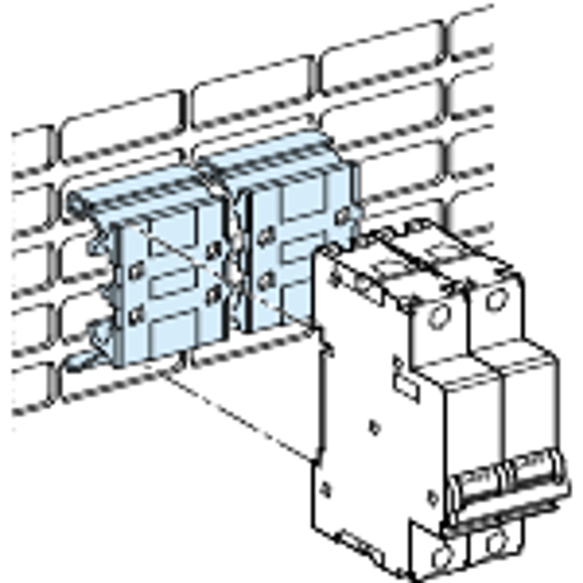 Schneider Electric LVS04224 PrismaSeT-P, DIN rail, adapter for perforated plates, width=27mm, height=10mm, (5 pieces) (img_001)