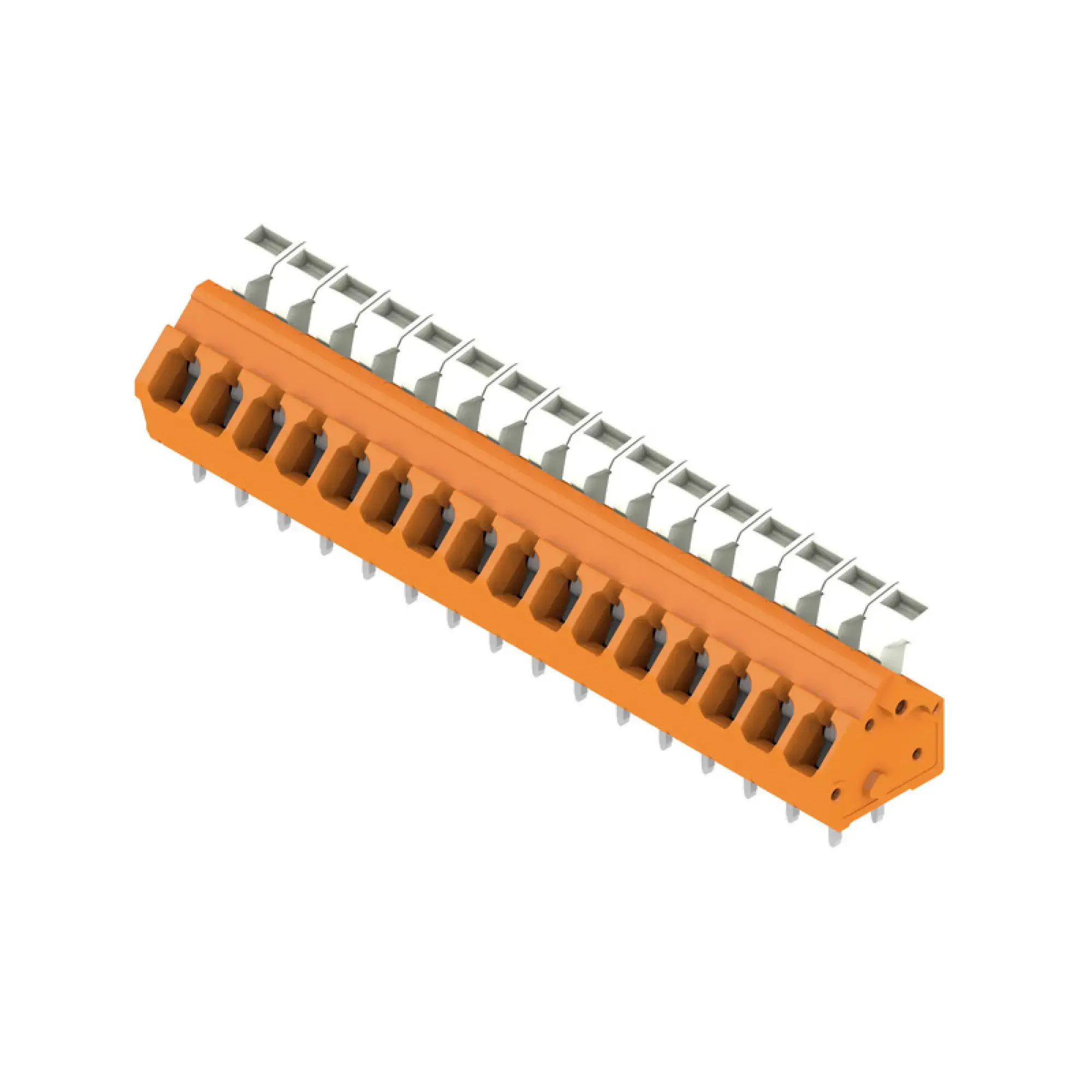 Weidmüller 1958370000 PCB terminal, 320 V, 24 A, Pitch in mm: 5.00, 2.5 mm², Number of poles: 16, Tension clamp connection with actuator, THT solder connection, 135°, Box (img_001)