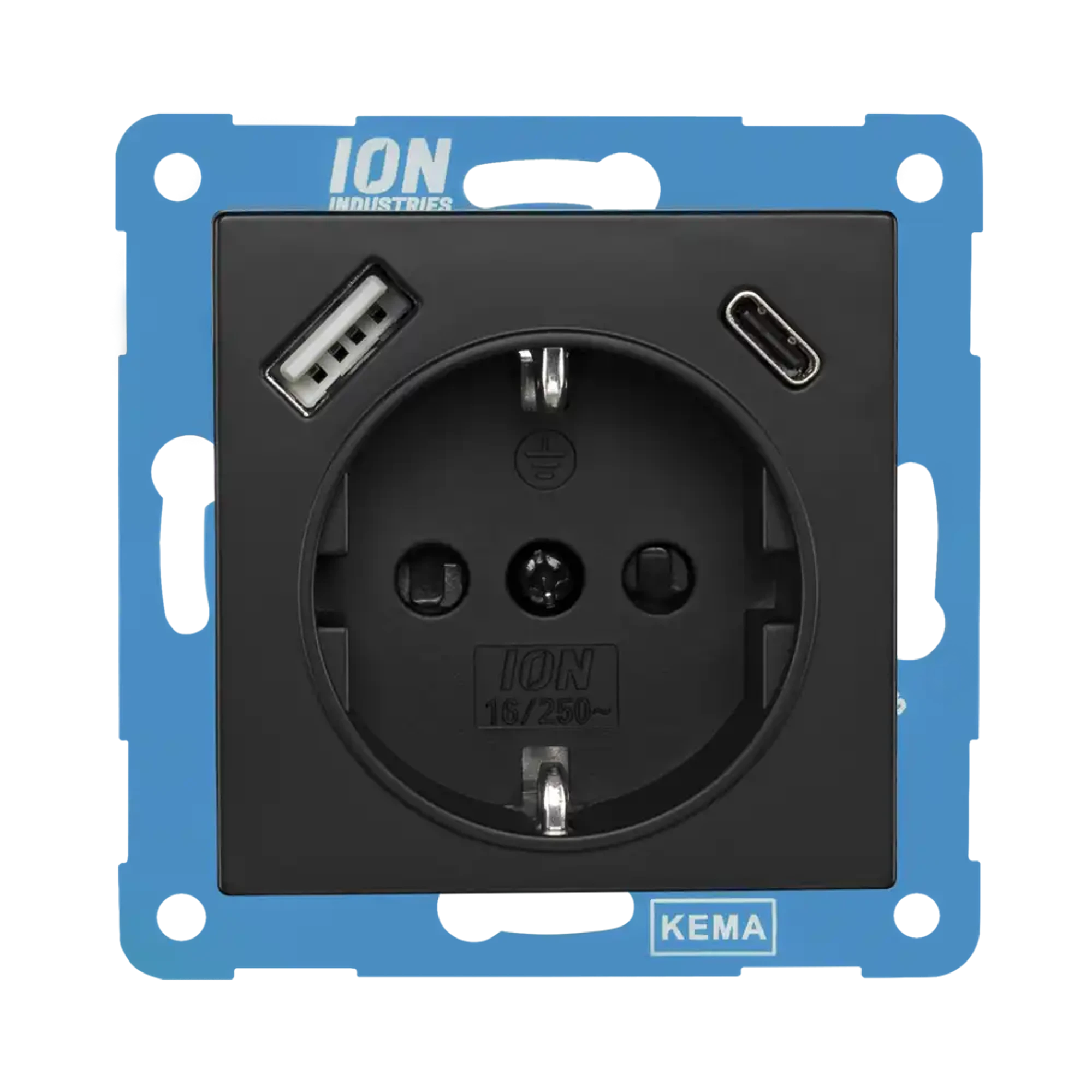 ION INDUSTRIES 10.300.416 Socket outlet USB A + USB C with touch protection V1/J1 Matt Black (img_001)