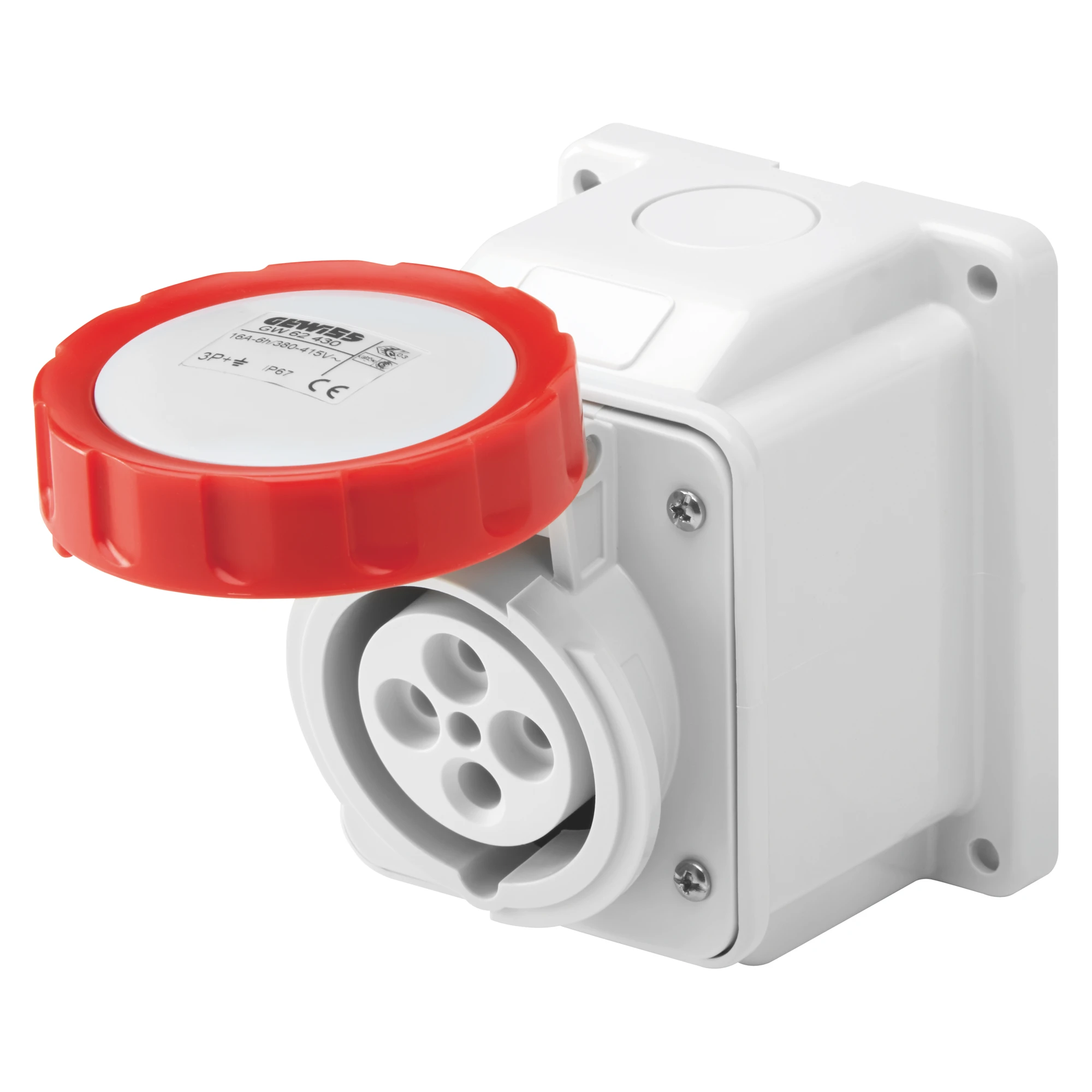 GEWISS GW62430 10° ANGLED SURFACE-MOUNTING SOCKET-OUTLET - IP67 - 3P+E 16A 380-415V 50/60HZ - RED - 6H - SCREW WIRING (img_001) GEWISS GW62430 10° ANGLED SURFACE-MOUNTING SOCKET-OUTLET - IP67 - 3P+E 16A 380-415V 50/60HZ - RED - 6H - SCREW WIRING (img_001)
